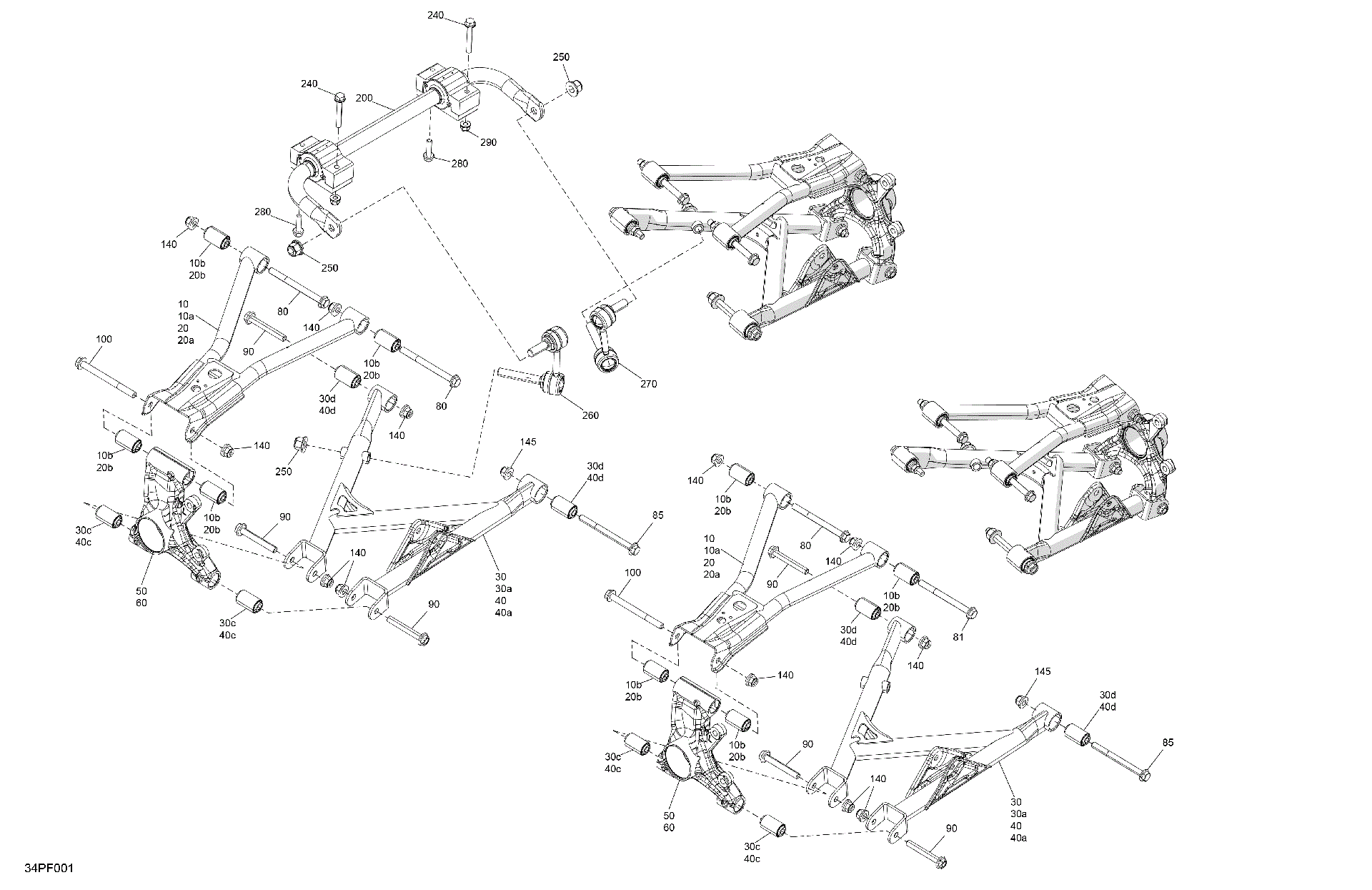An Image of a Genuine Can-Am Parts Schematic Diagram showing the schematic - SUSPENSION - REAR COMPONENTS