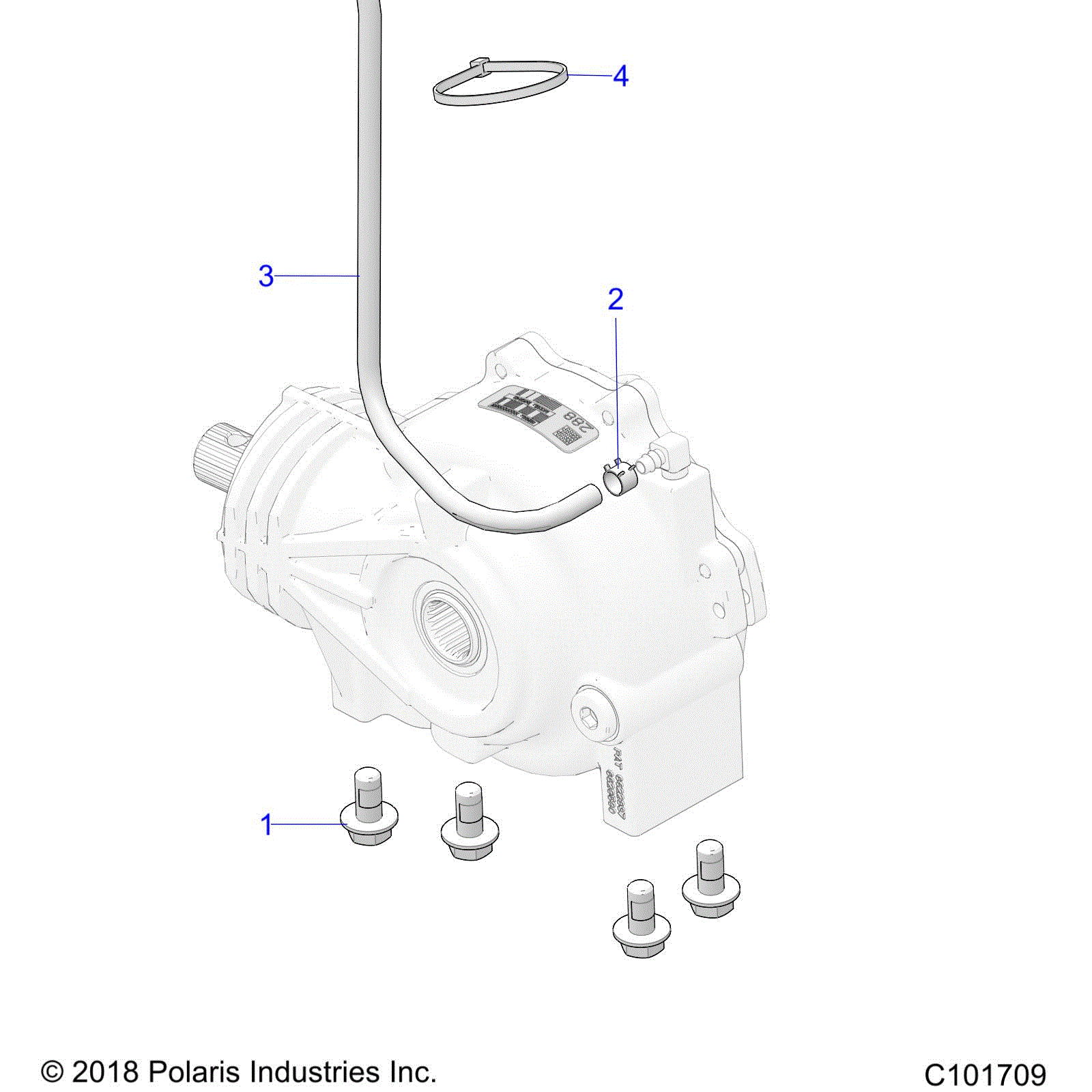 An Image of a Genuine Polaris Parts Schematic Diagram showing the schematic - DRIVE TRAIN: GEARCASE MOUNTING FRONT - 2019 POLARIS SPORTSMAN 1000 XP 48