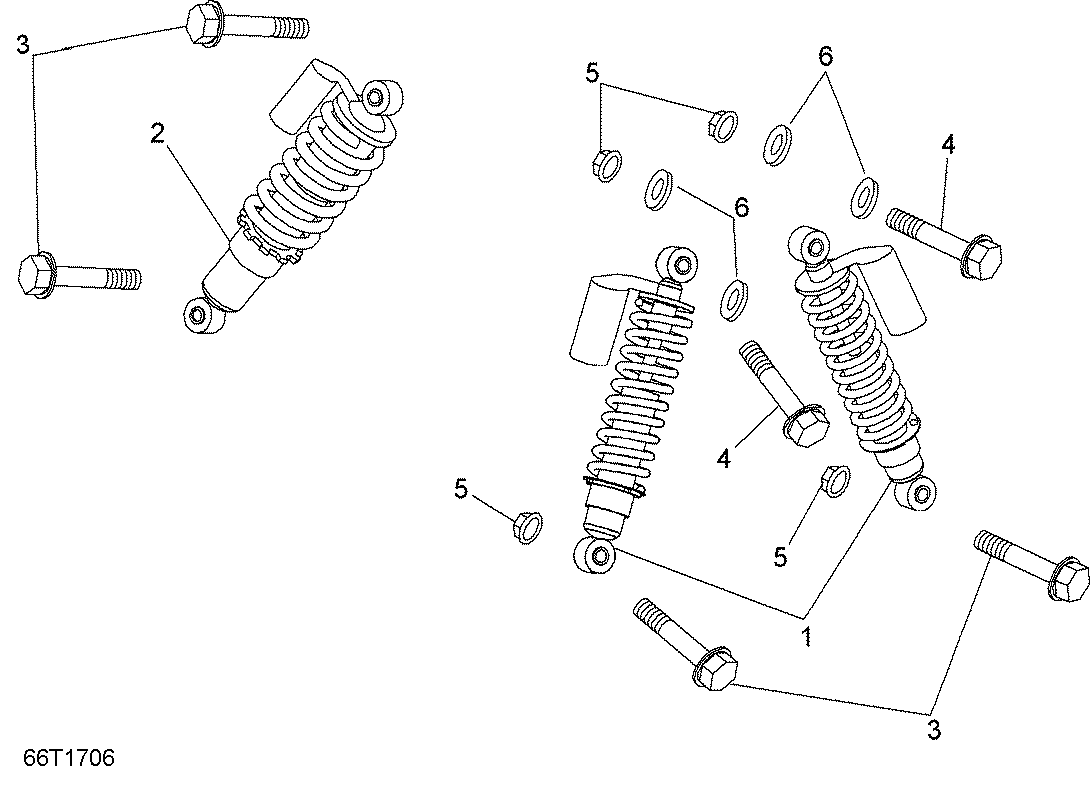 An Image of a Genuine Can-Am Parts Schematic Diagram showing the schematic - SHOCKS