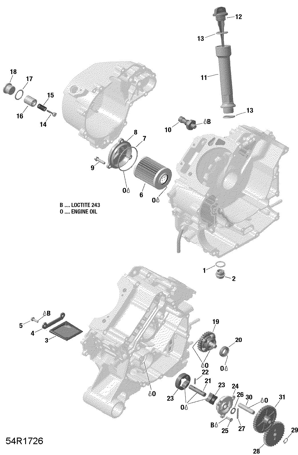 An Image of a Genuine Can-Am Parts Schematic Diagram showing the schematic - ENGINE LUBRICATION - HD8