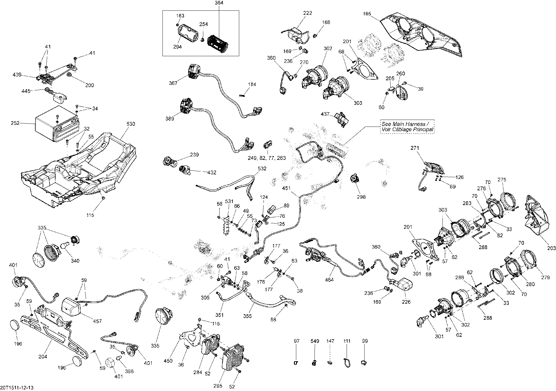 An Image of a Genuine Can-Am Parts Schematic Diagram showing the schematic - ELECTRICAL SYSTEM _20T1513