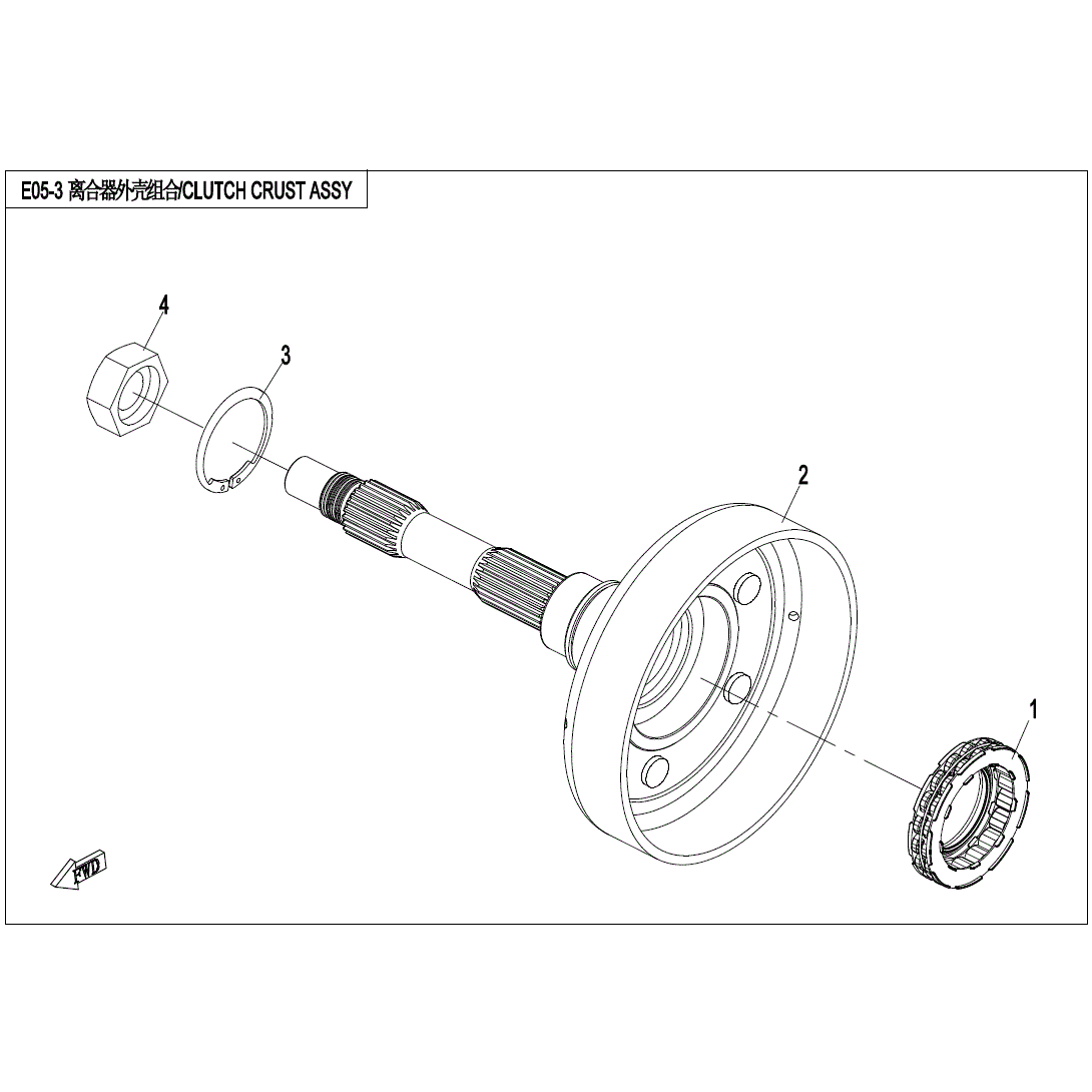 An Image of a Genuine CFMOTO Parts Schematic Diagram showing the schematic - WET CLUTCH HOUSING ASSY - 2020 CFMOTO UFORCE 800