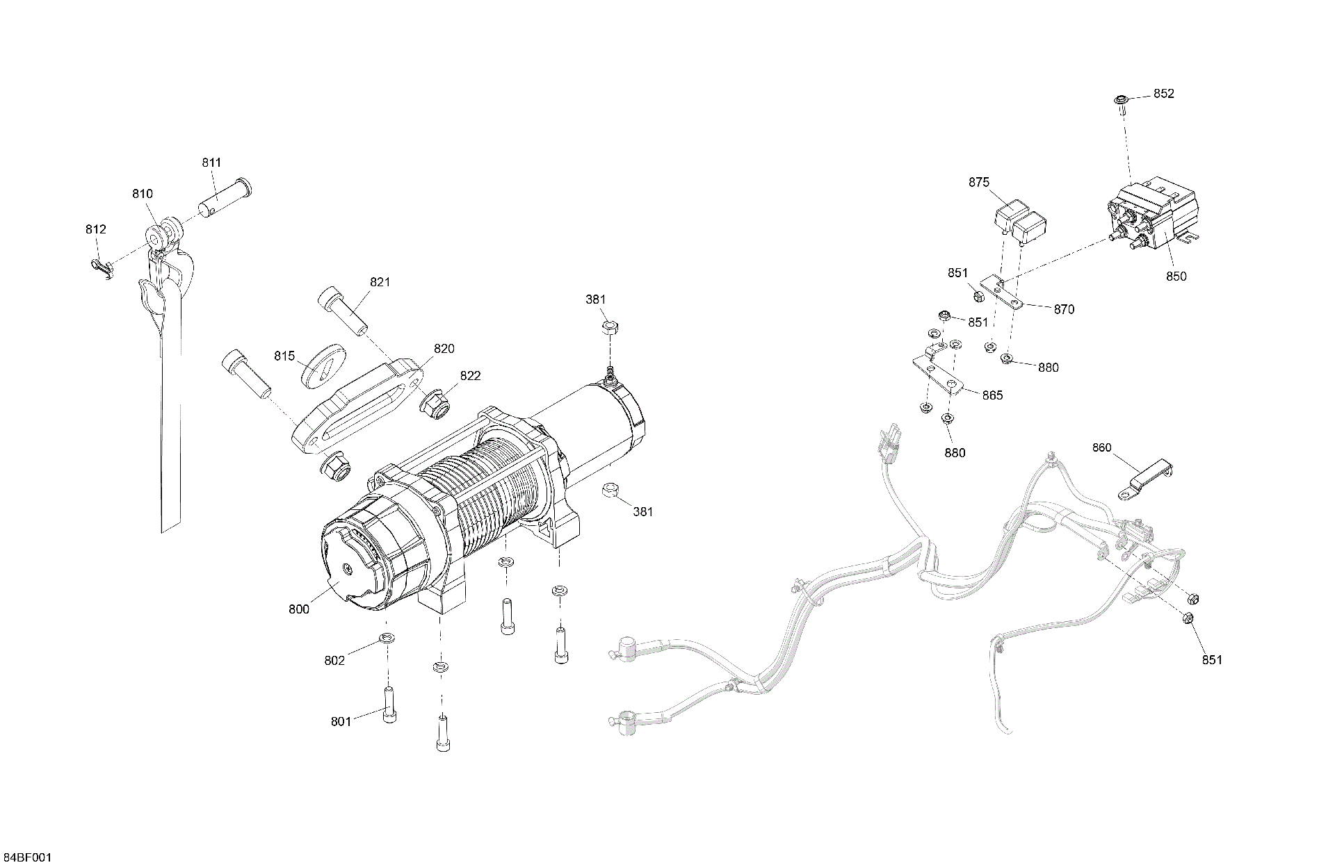 An Image of a Genuine Can-Am Parts Schematic Diagram showing the schematic - ELECTRIC - WINCH