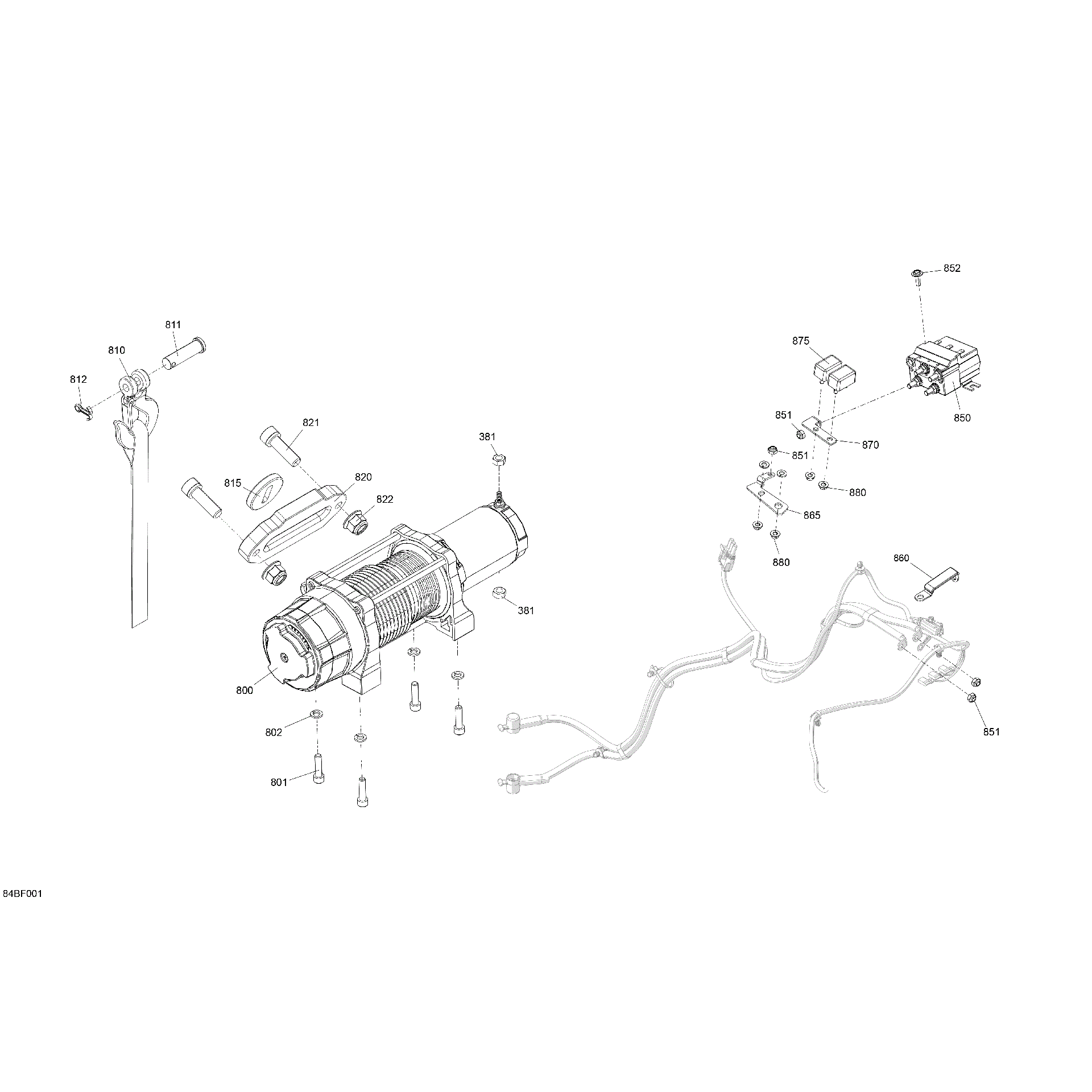 An Image of a Genuine Can-Am Parts Schematic Diagram showing the schematic - ELECTRIC - WINCH
