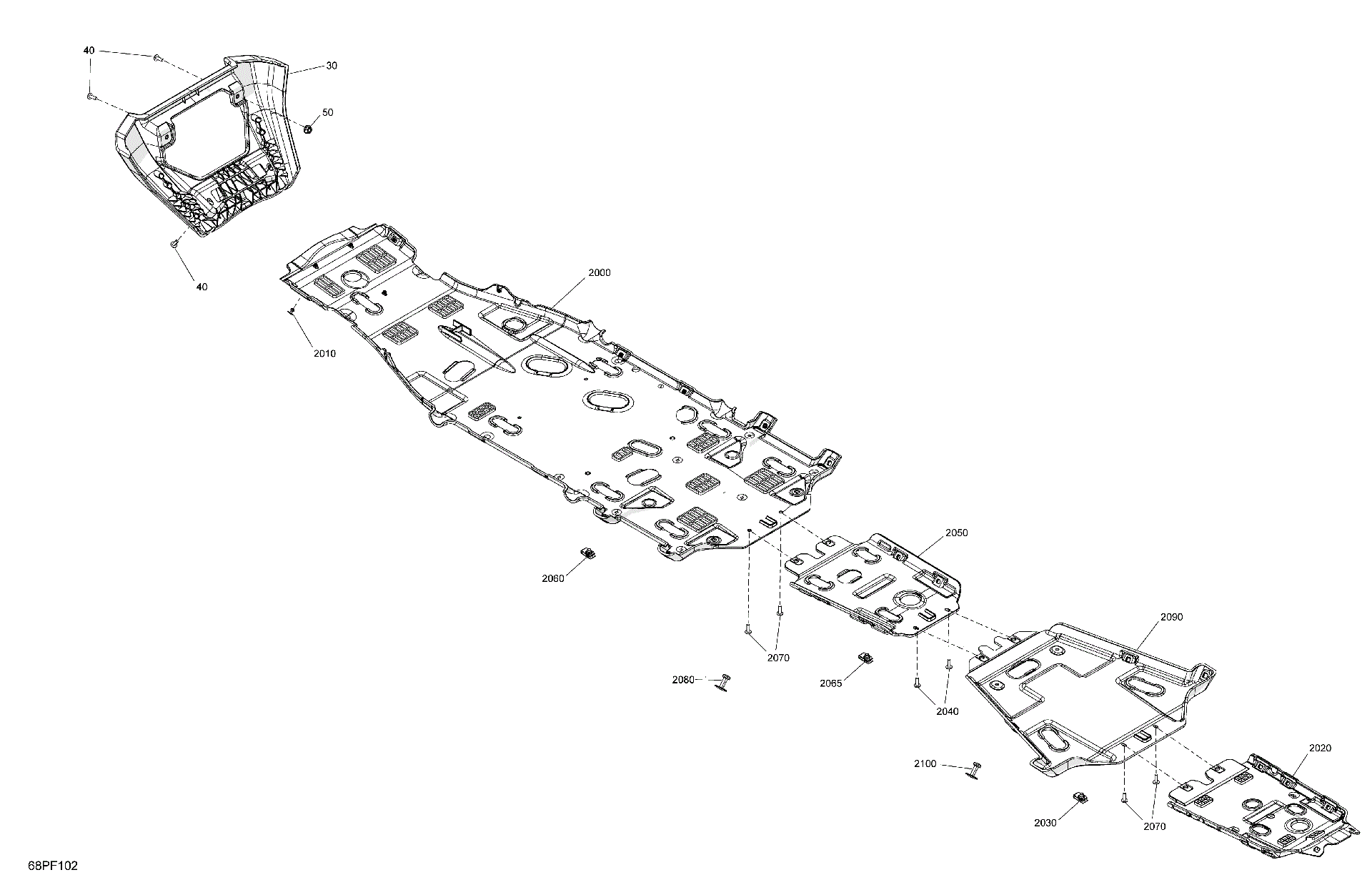 An Image of a Genuine Can-Am Parts Schematic Diagram showing the schematic - BODY - SKID PLATE