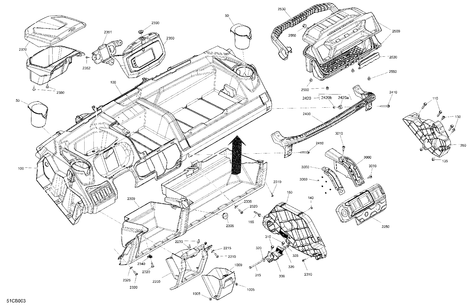An Image of a Genuine Can-Am Parts Schematic Diagram showing the schematic - CAB INTERIOR - DASHBOARD