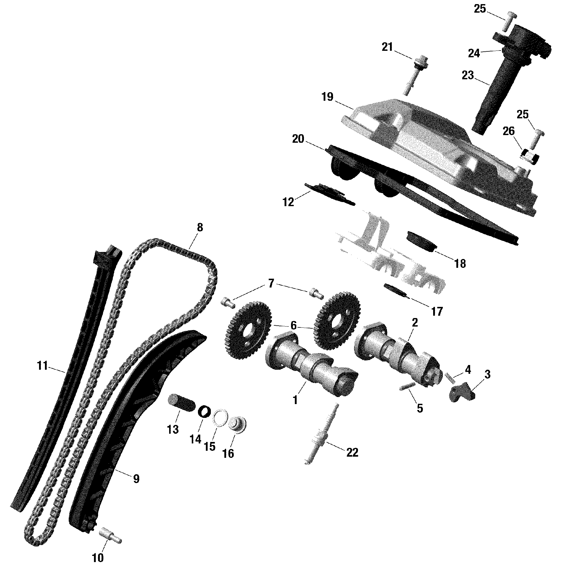 An Image of a Genuine Can-Am Parts Schematic Diagram showing the schematic - ROTAX - VALVE TRAIN