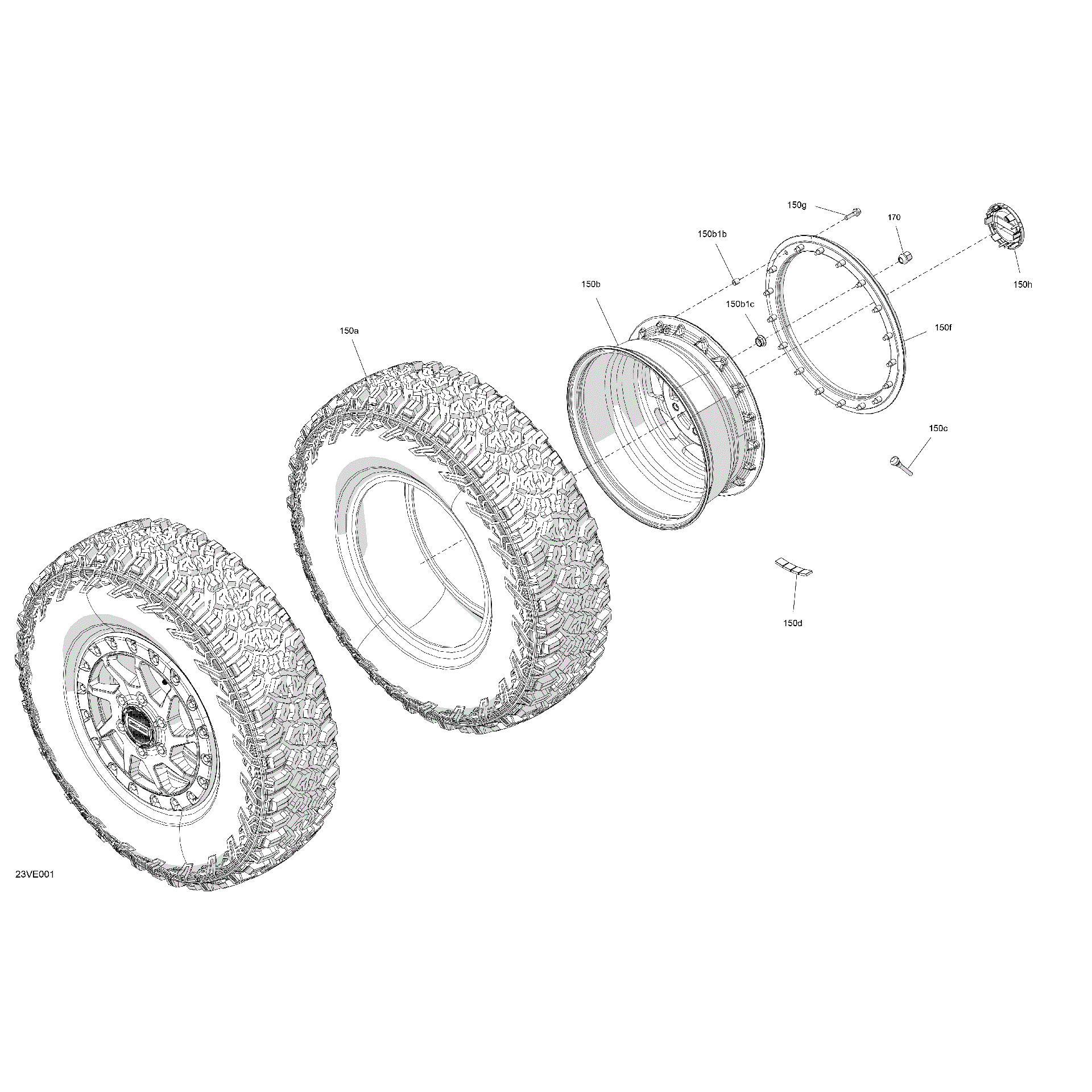 An Image of a Genuine Can-Am Parts Schematic Diagram showing the schematic - DRIVE - REAR WHEELS