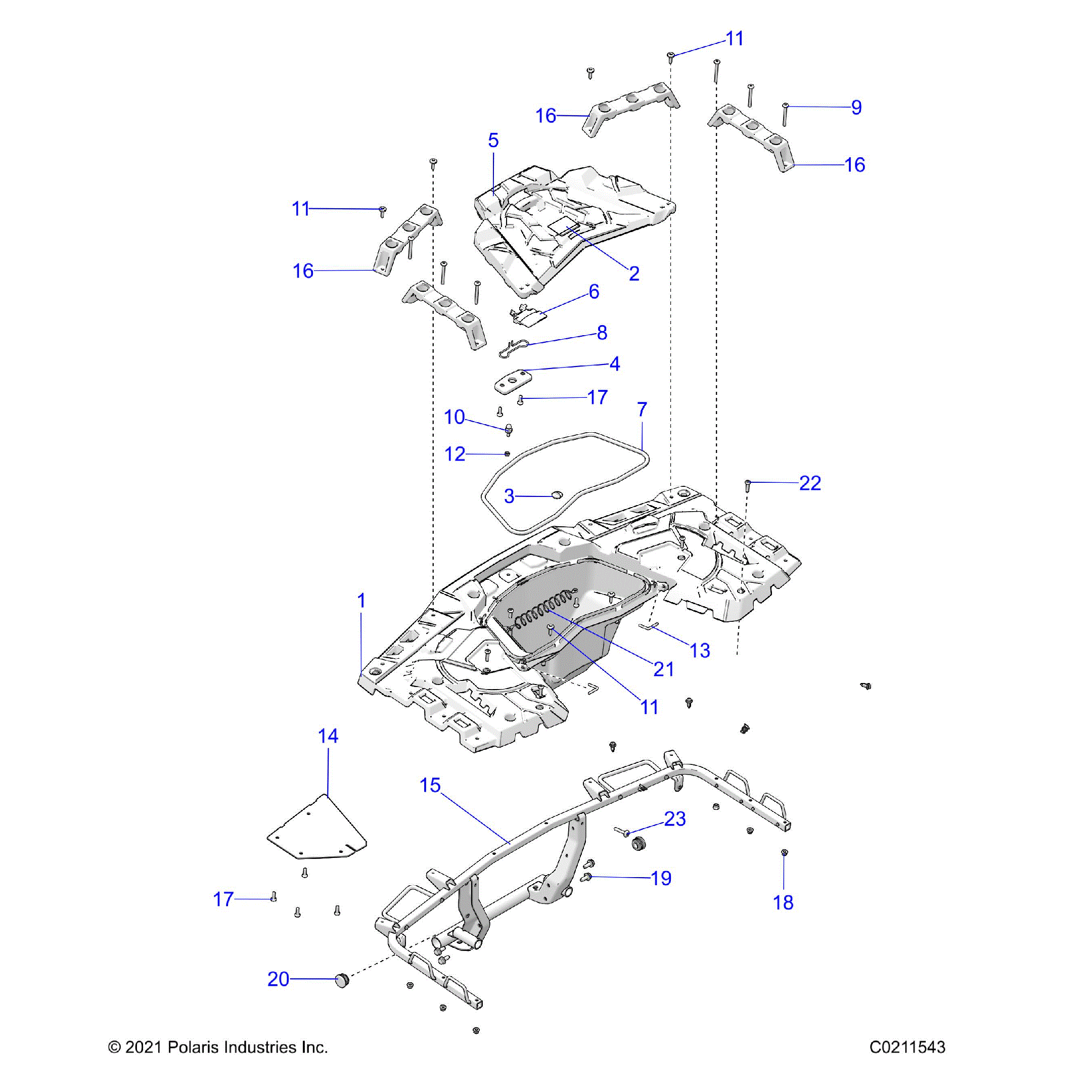 An Image of a Genuine Polaris Parts Schematic Diagram showing the schematic - BODY: REAR RACK - 2023 POLARIS SPORTSMAN 850 EPS 48"