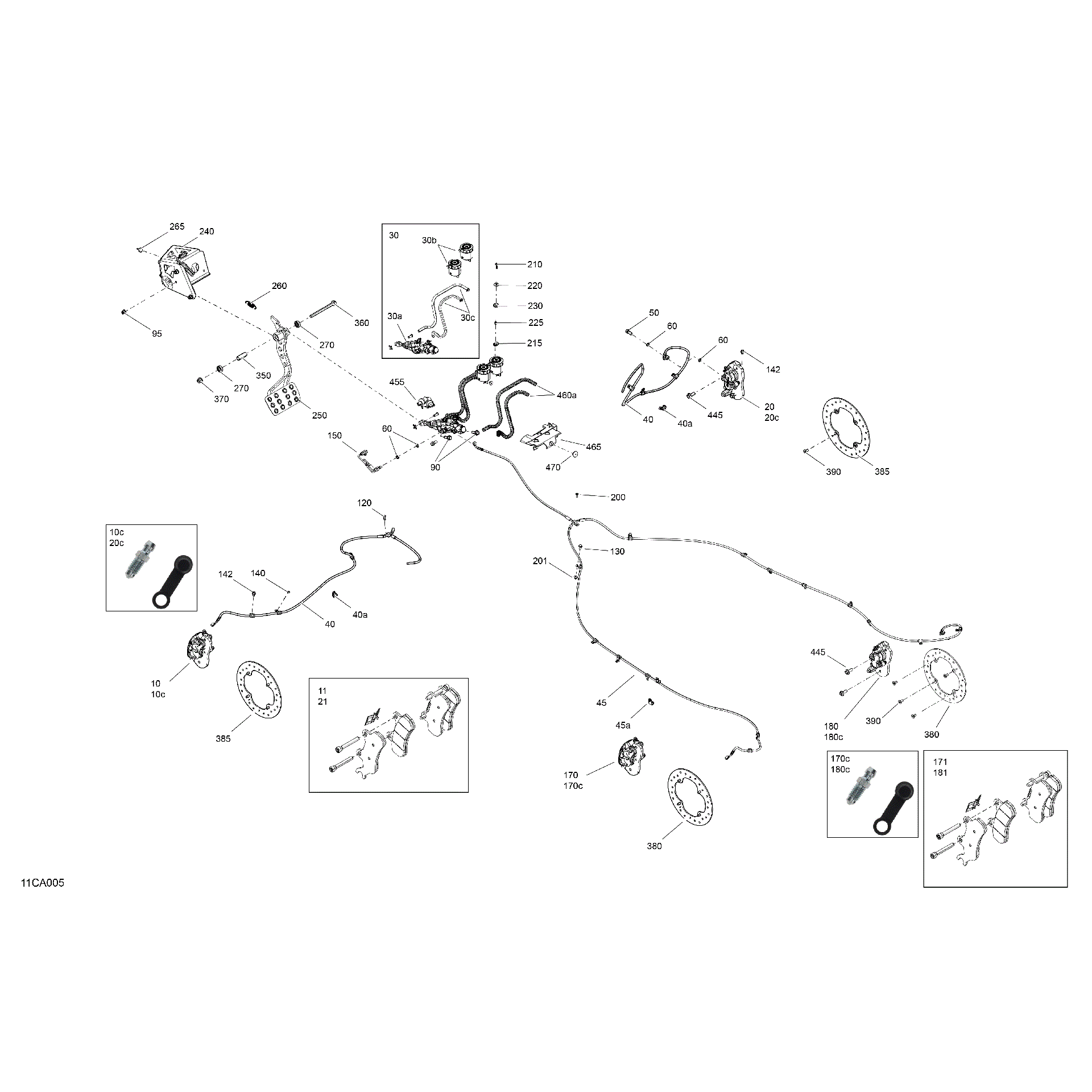 An Image of a Genuine Can-Am Parts Schematic Diagram showing the schematic - MECHANIC - BRAKES
