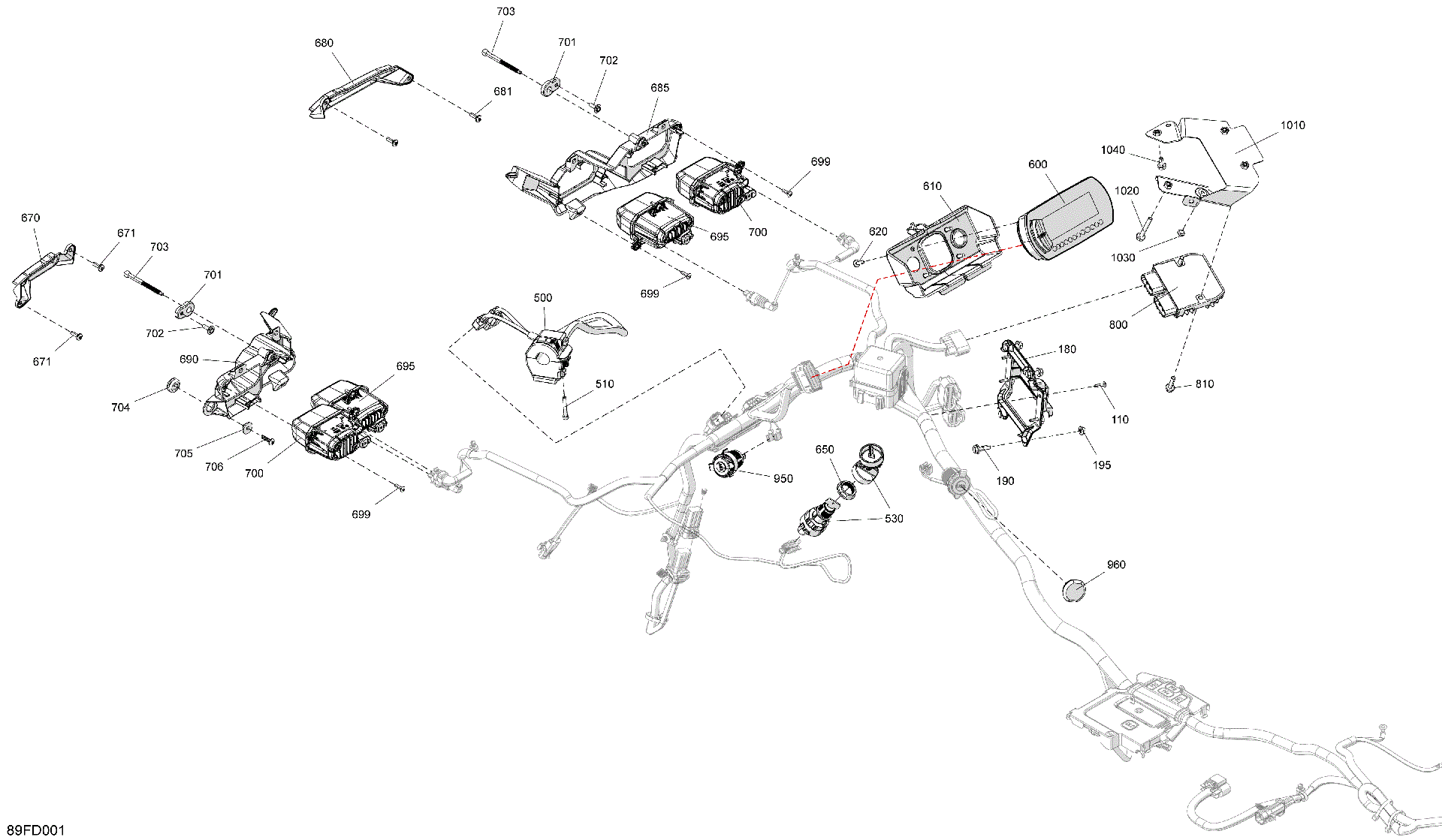 An Image of a Genuine Can-Am Parts Schematic Diagram showing the schematic - ELECTRIC - FRONT SECTION