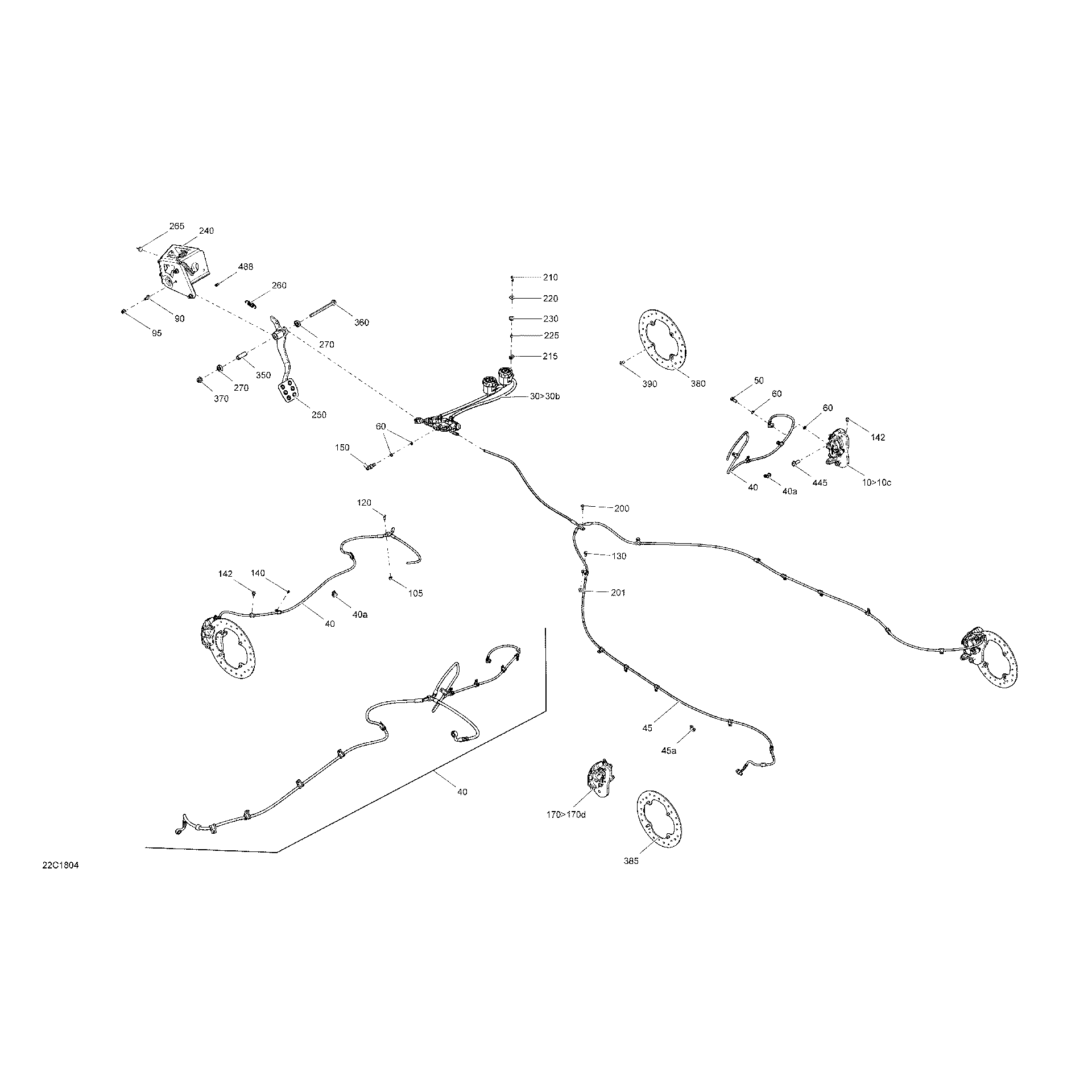 An Image of a Genuine Can-Am Parts Schematic Diagram showing the schematic - BRAKES - ALL PACKAGE