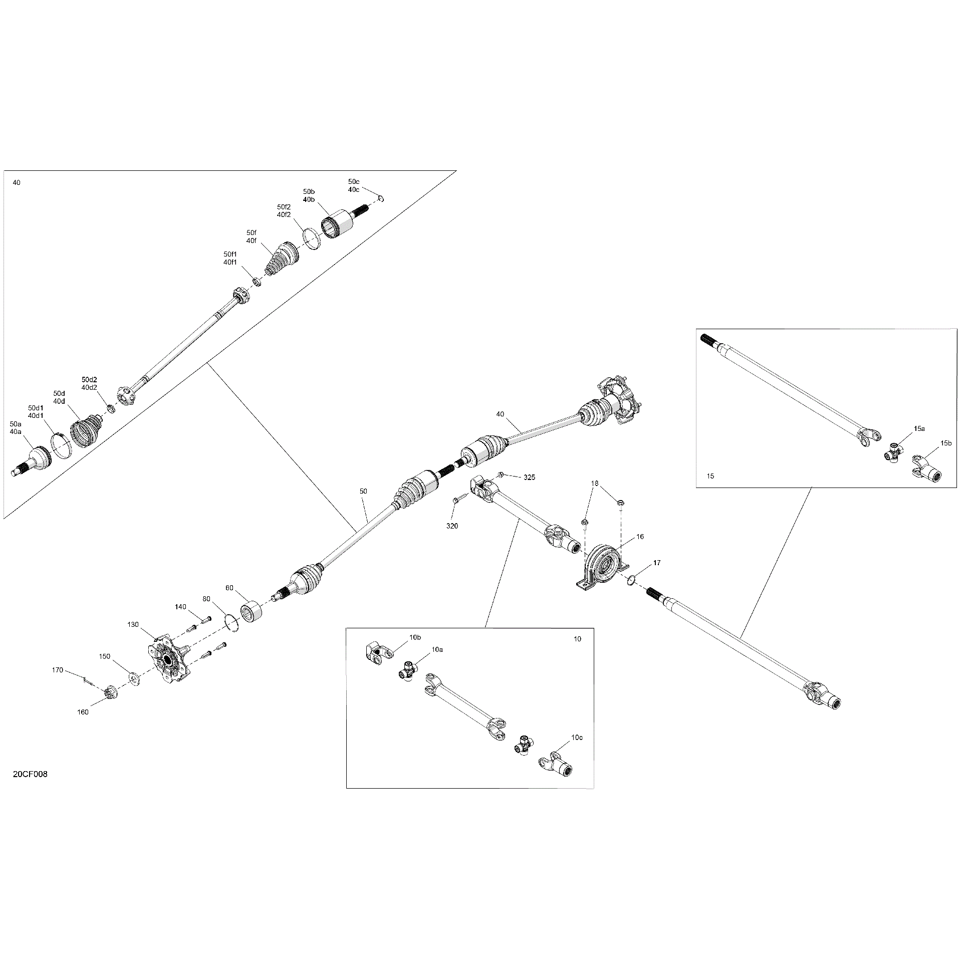 An Image of a Genuine Can-Am Parts Schematic Diagram showing the schematic - DRIVE - FRONT - COMMON PARTS