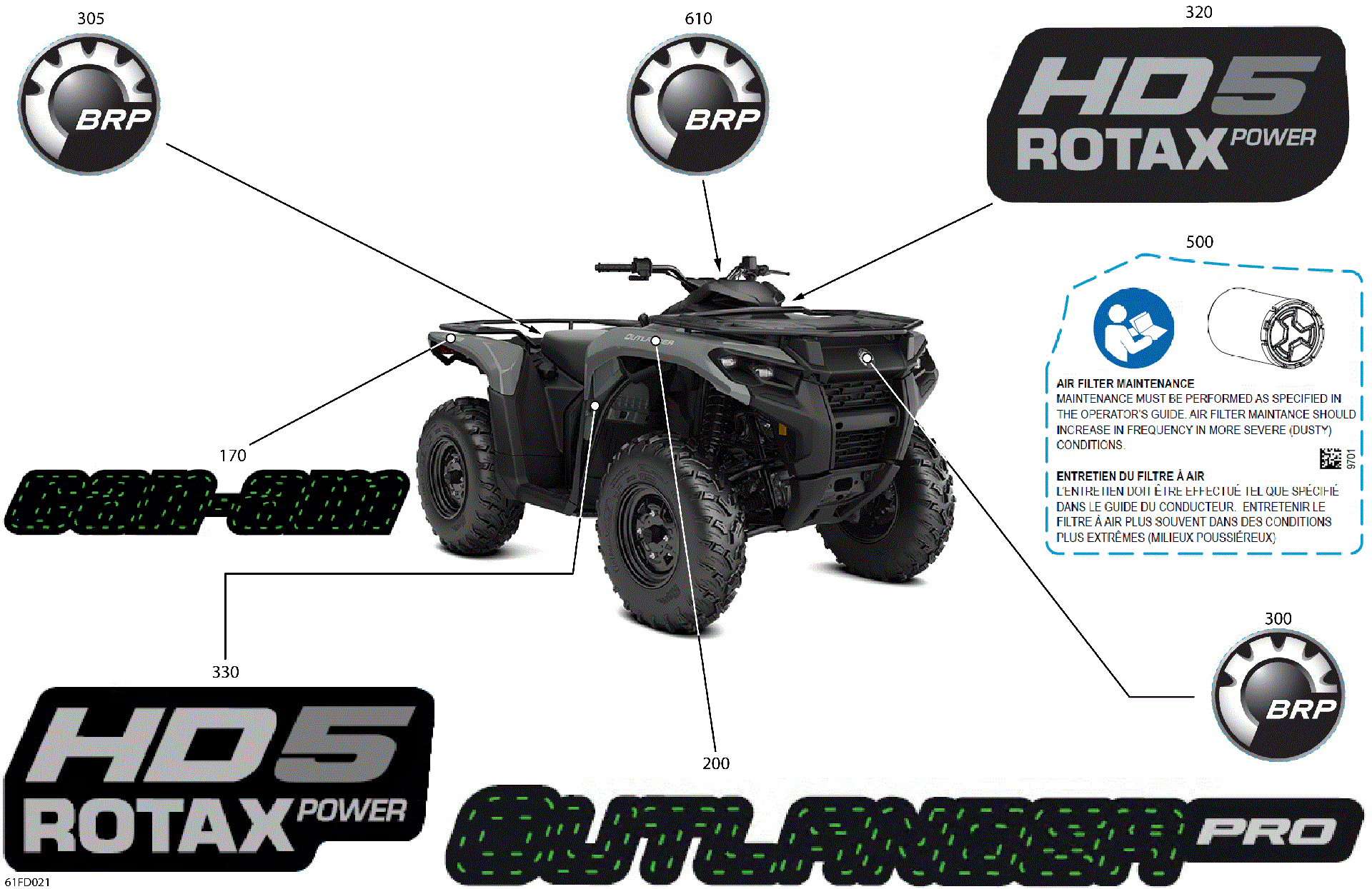 An Image of a Genuine Can-Am Parts Schematic Diagram showing the schematic - BODY - FEATURE DECALS