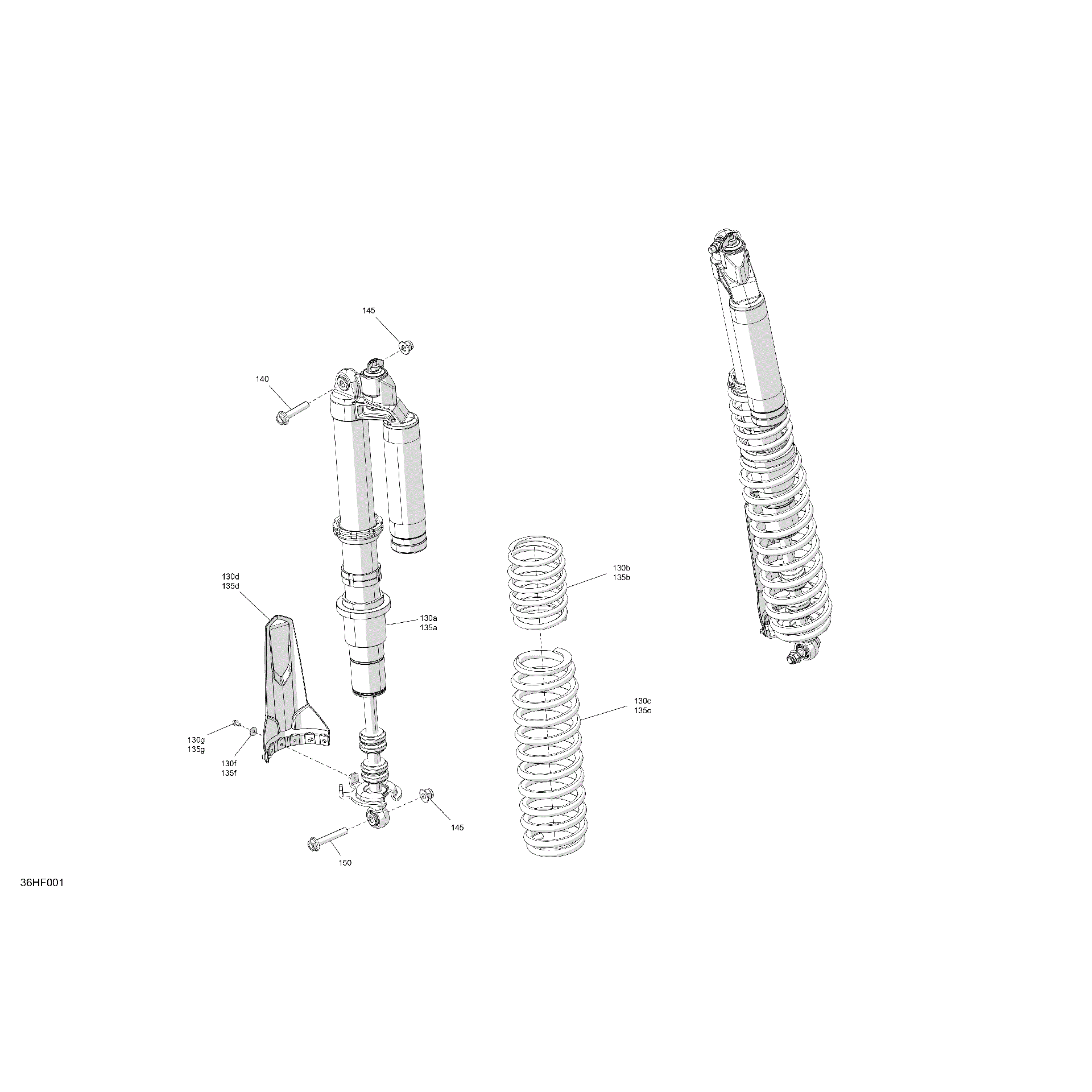 An Image of a Genuine Can-Am Parts Schematic Diagram showing the schematic - SUSPENSION - REAR SHOCKS