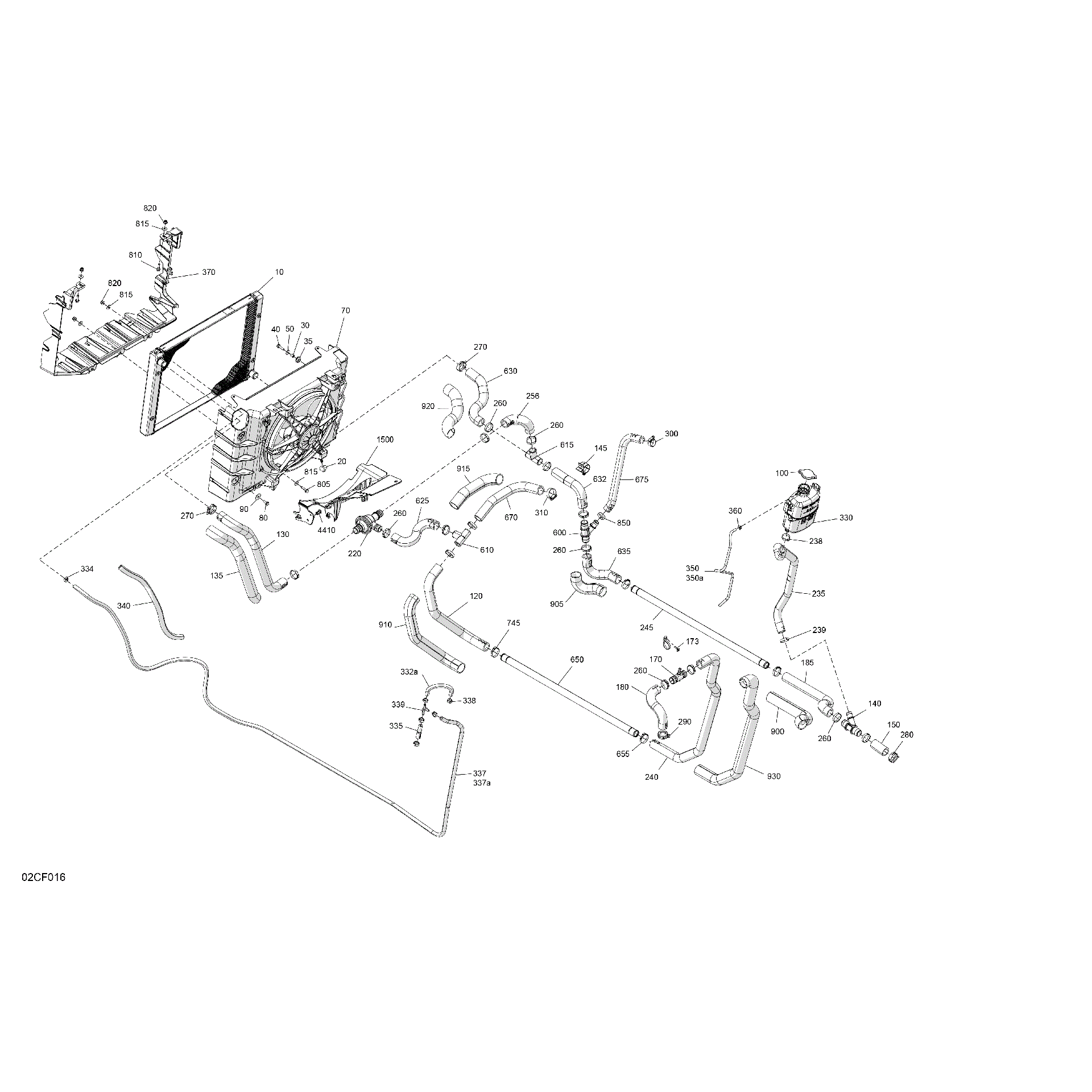 An Image of a Genuine Can-Am Parts Schematic Diagram showing the schematic - ENGINE - COOLING