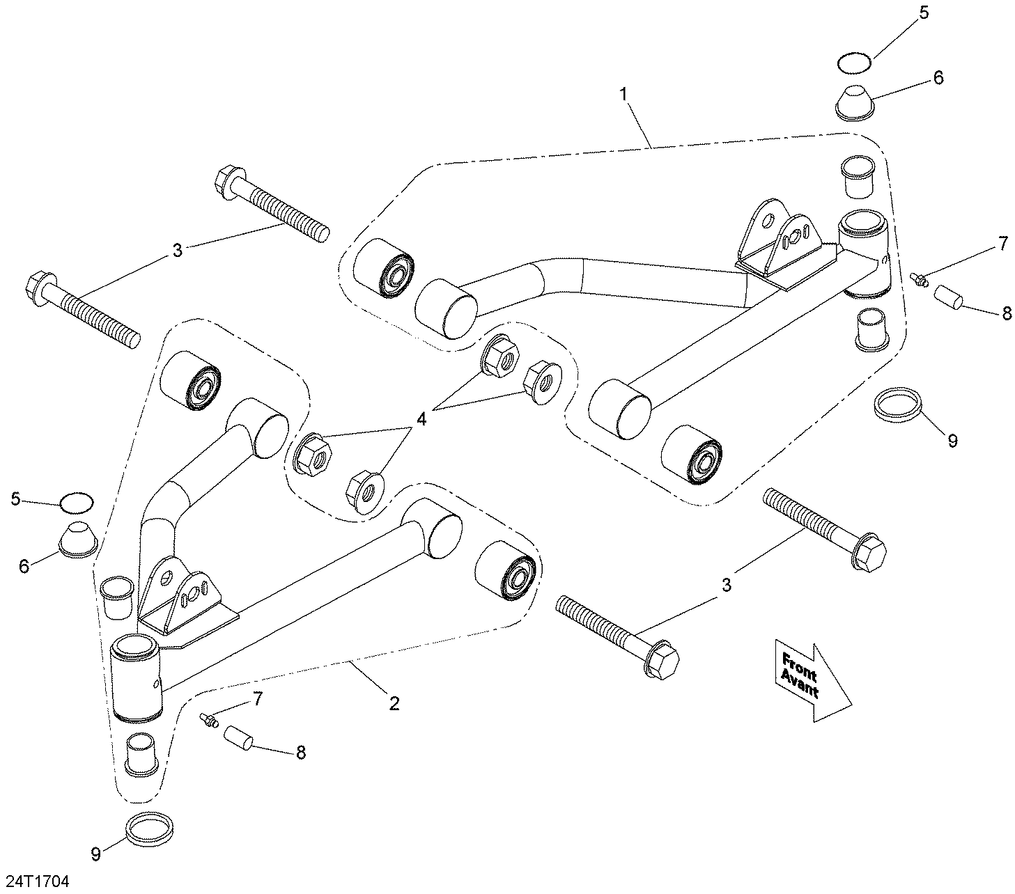 An Image of a Genuine Can-Am Parts Schematic Diagram showing the schematic - FRONT SUSPENSION ARM