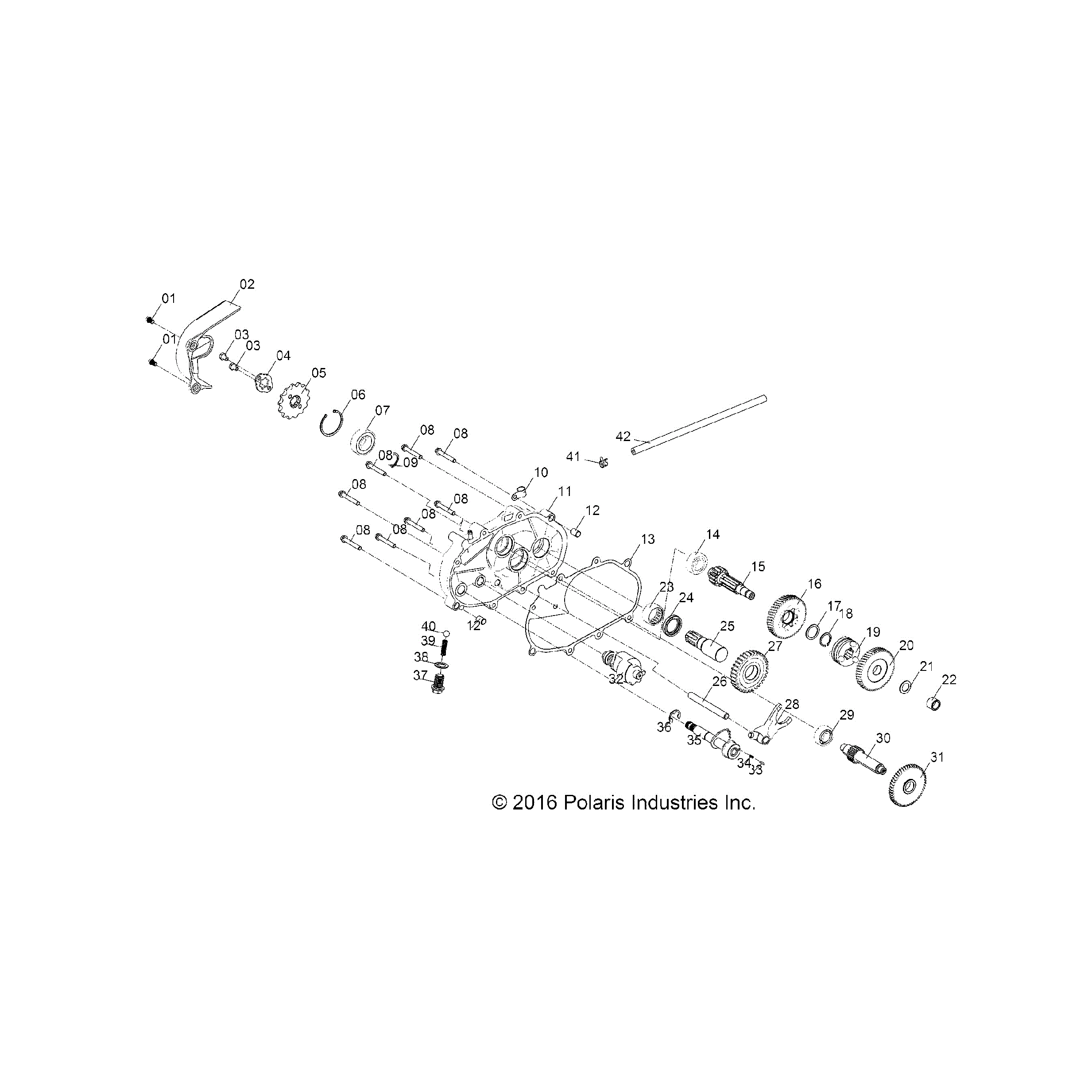 An Image of a Genuine Polaris Parts Schematic Diagram showing the schematic - DRIVE TRAIN: TRANSMISSION - 2023 POLARIS SPORTSMAN 110