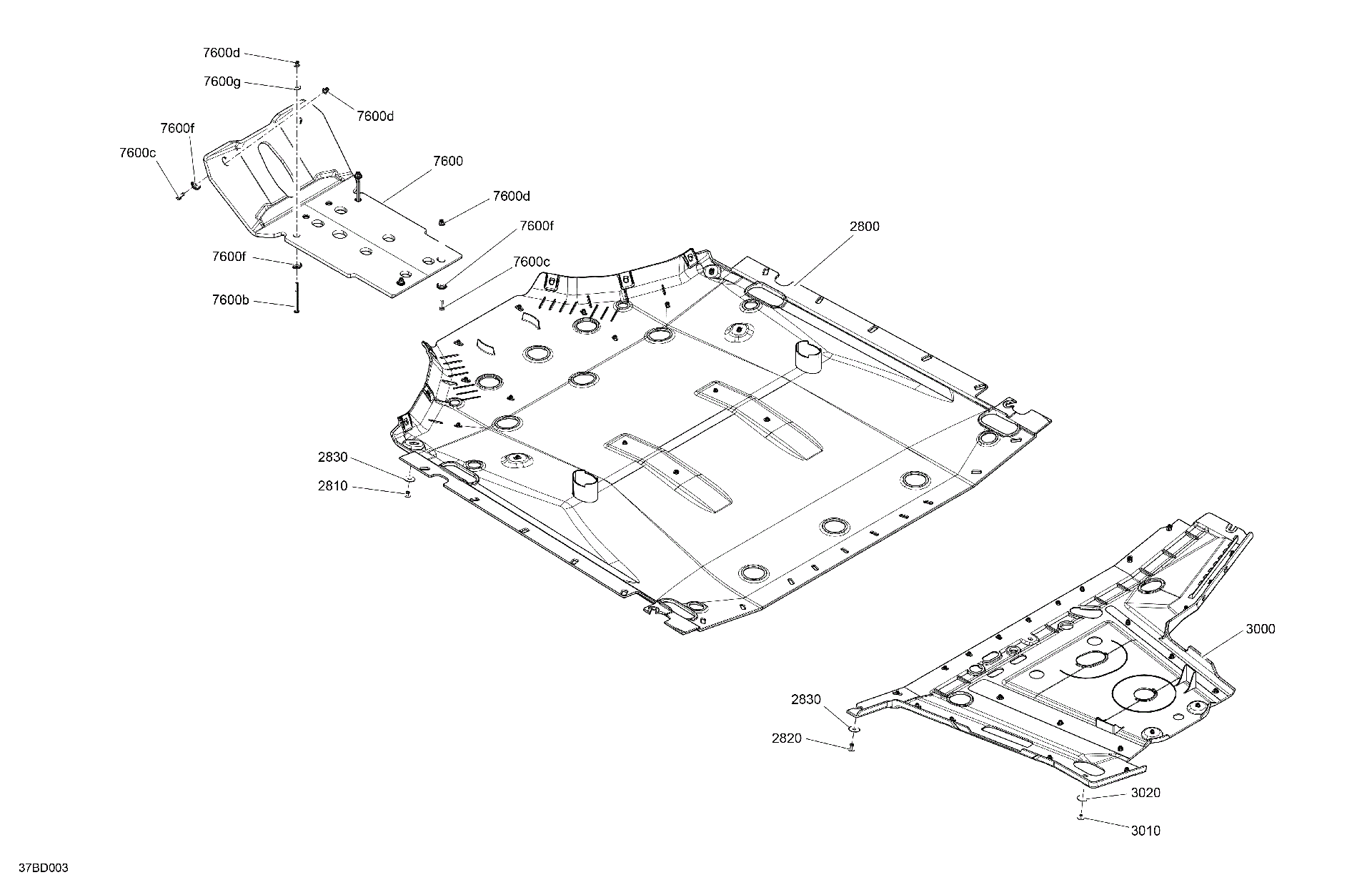 An Image of a Genuine Can-Am Parts Schematic Diagram showing the schematic - BODY - SKID PLATE