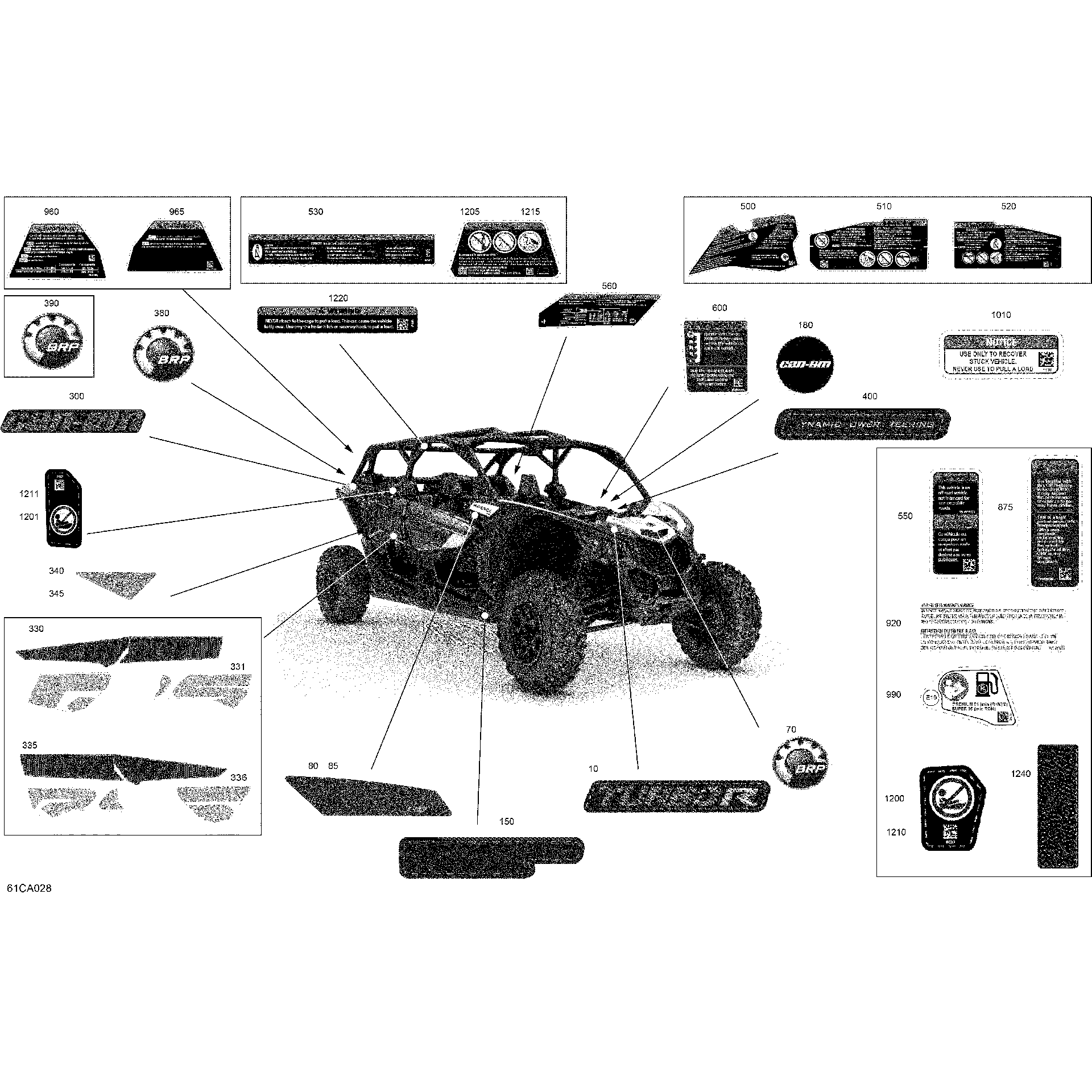 An Image of a Genuine Can-Am Parts Schematic Diagram showing the schematic - BODY - DECALS - RS