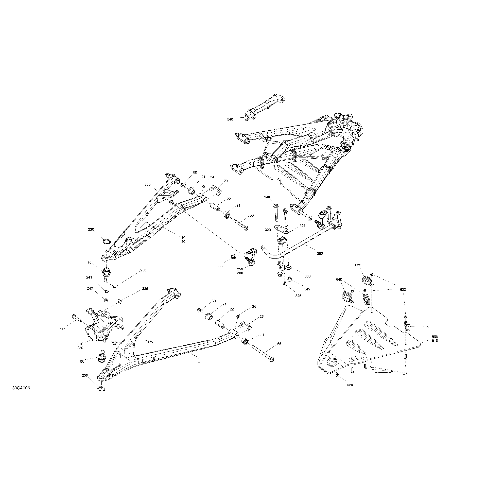 An Image of a Genuine Can-Am Parts Schematic Diagram showing the schematic - SUSPENSION - FRONT