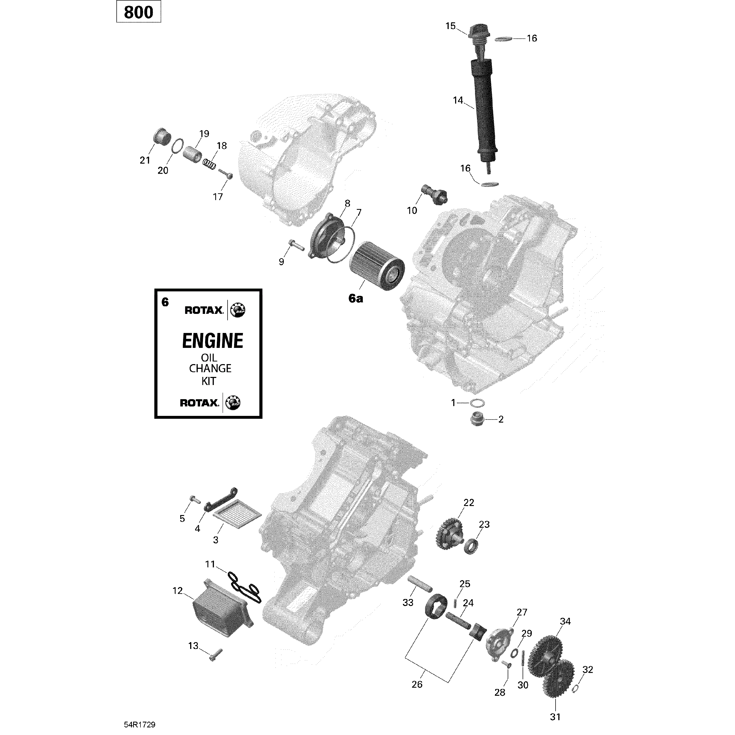 An Image of a Genuine Can-Am Parts Schematic Diagram showing the schematic - ENGINE LUBRICATION - 800R EFI