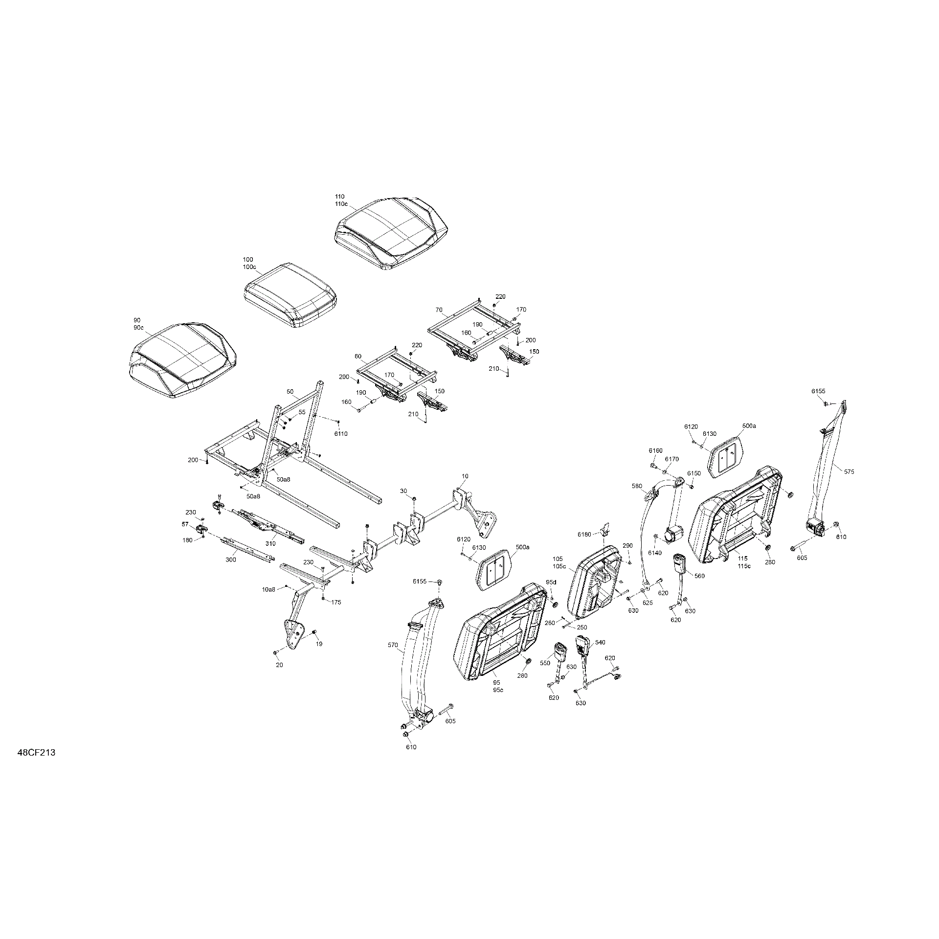 An Image of a Genuine Can-Am Parts Schematic Diagram showing the schematic - BODY - SEAT