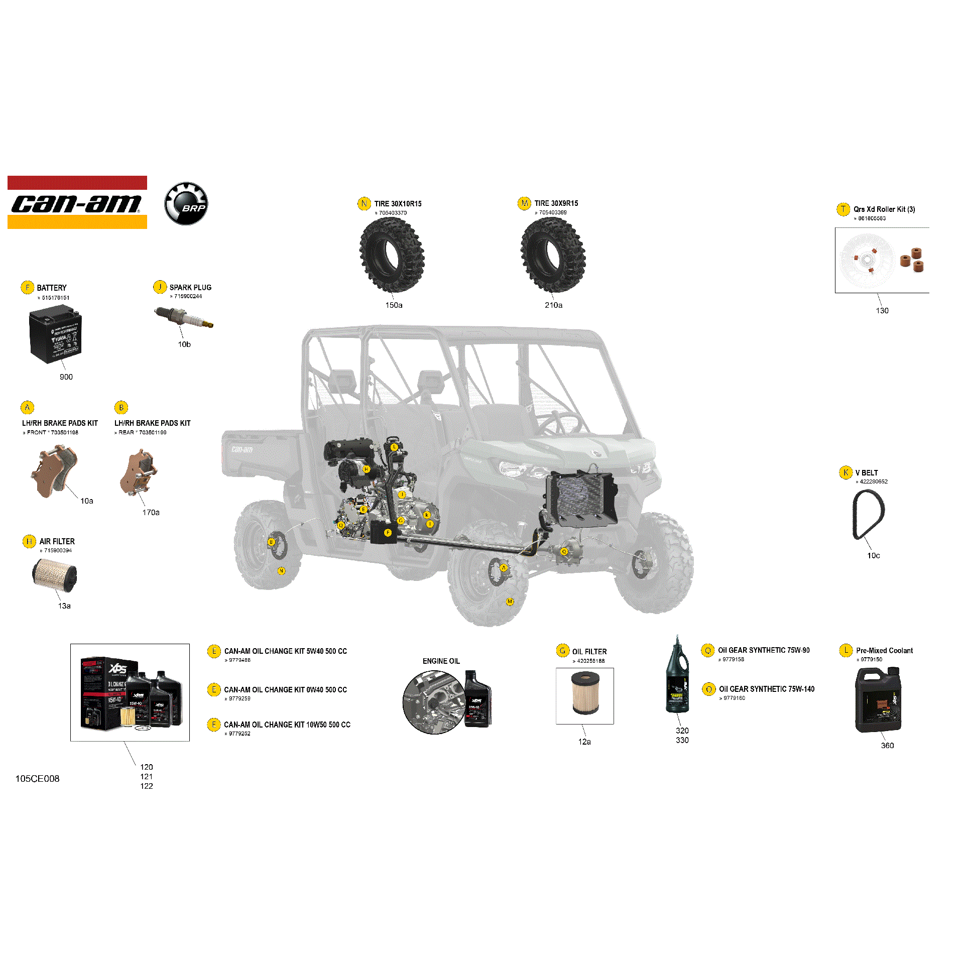 An Image of a Genuine Can-Am Parts Schematic Diagram showing the schematic - SERVICE - MAINTENANCE PARTS & FLUIDS
