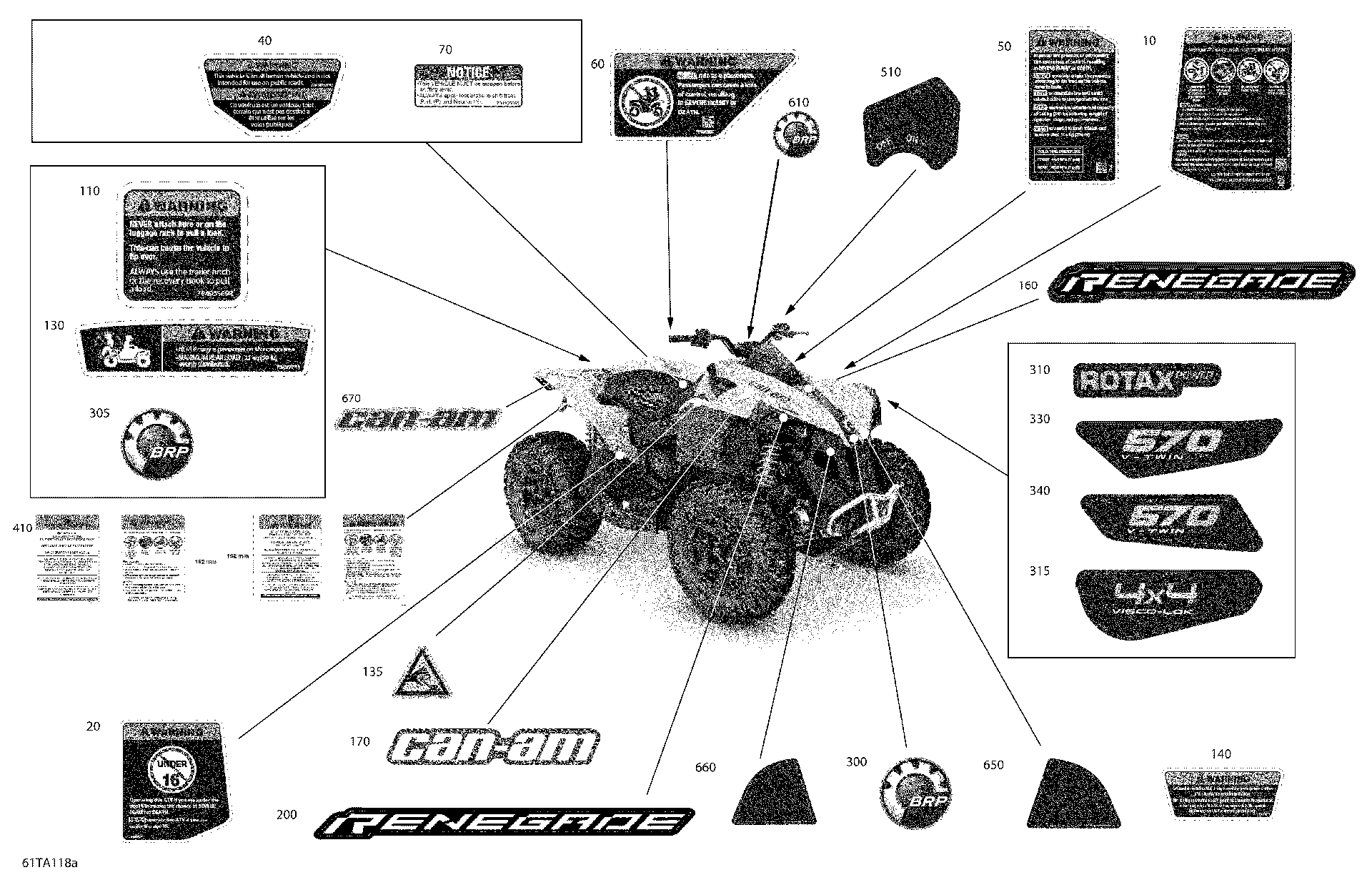An Image of a Genuine Can-Am Parts Schematic Diagram showing the schematic - BODY - DECALS