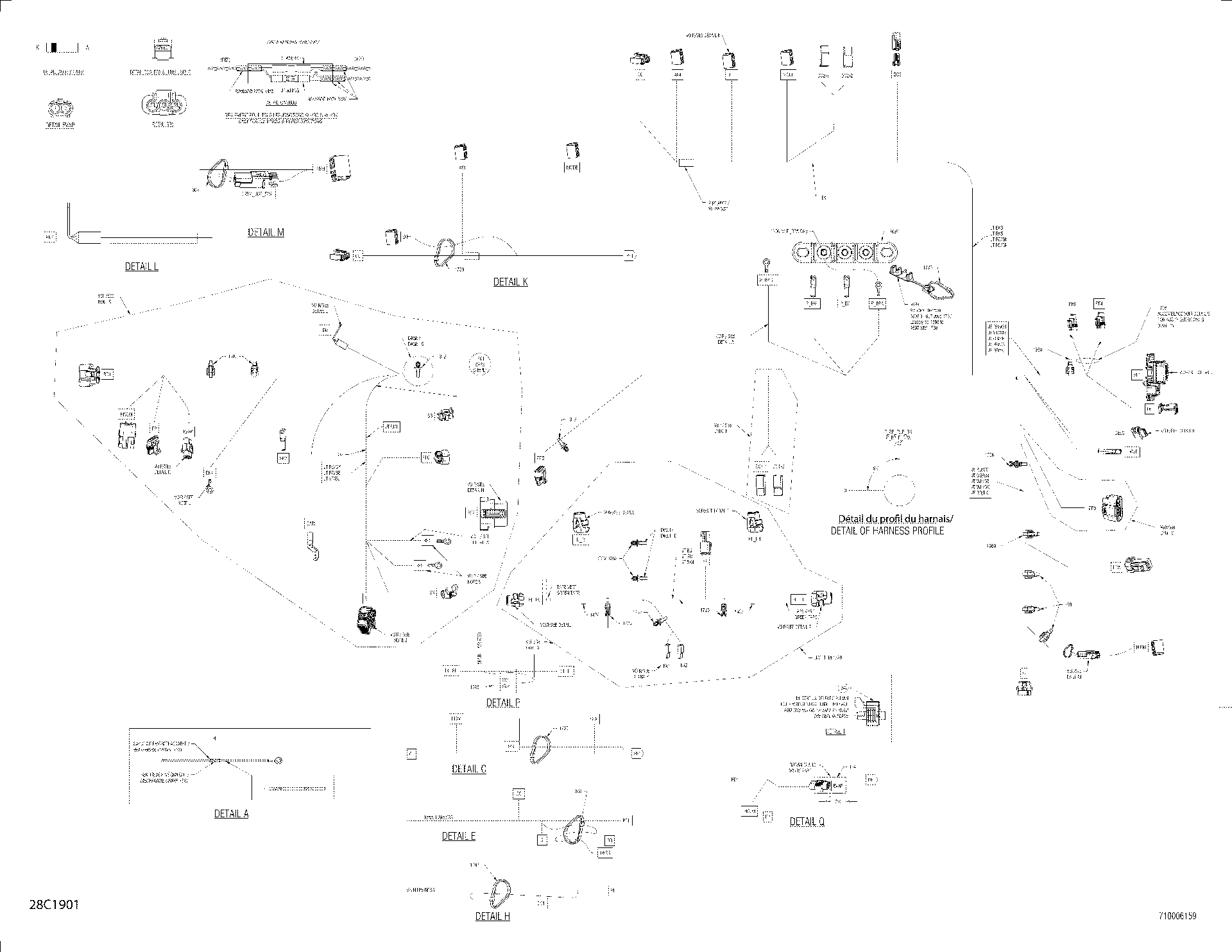 An Image of a Genuine Can-Am Parts Schematic Diagram showing the schematic - MAIN HARNESS 710006159