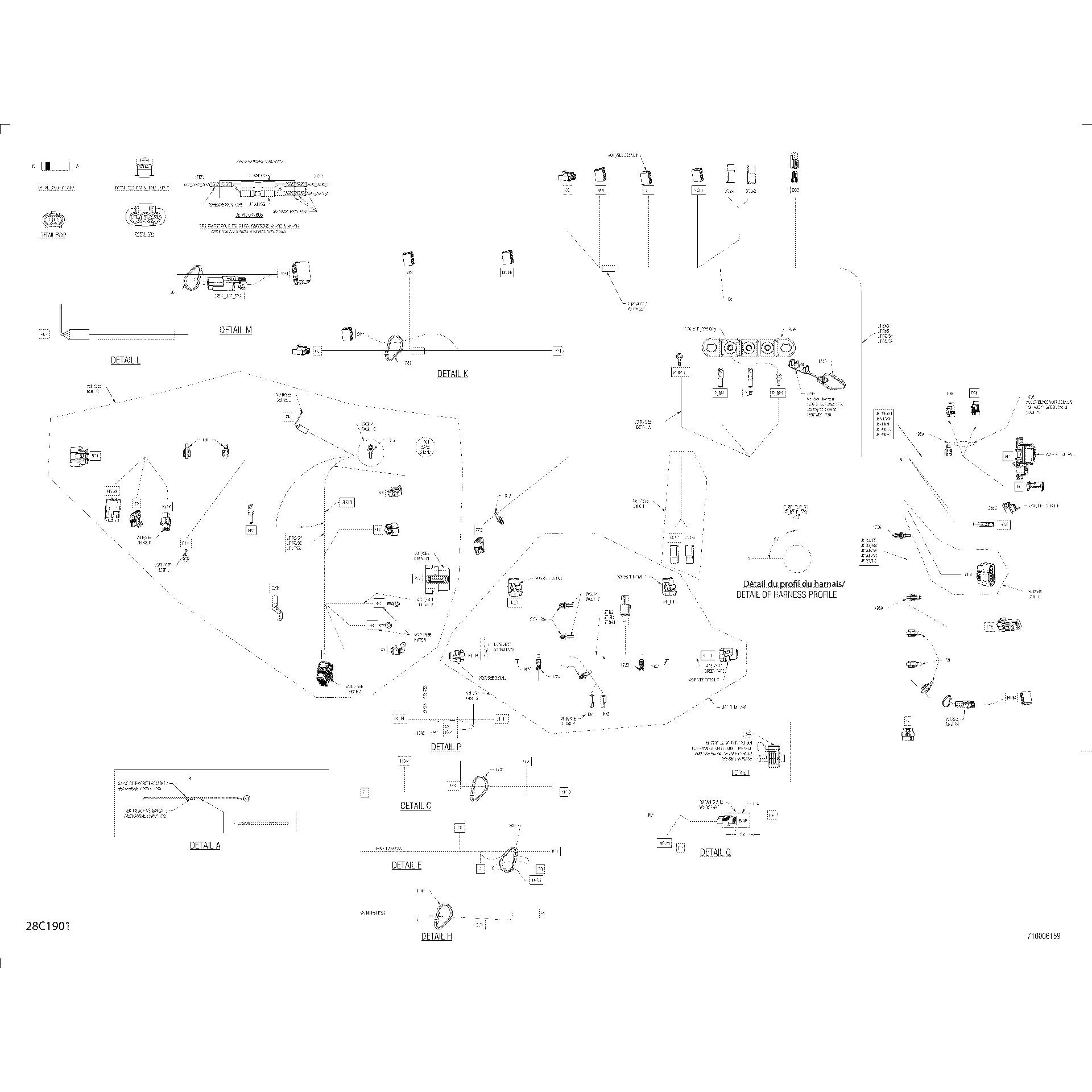 An Image of a Genuine Can-Am Parts Schematic Diagram showing the schematic - MAIN HARNESS 710006160