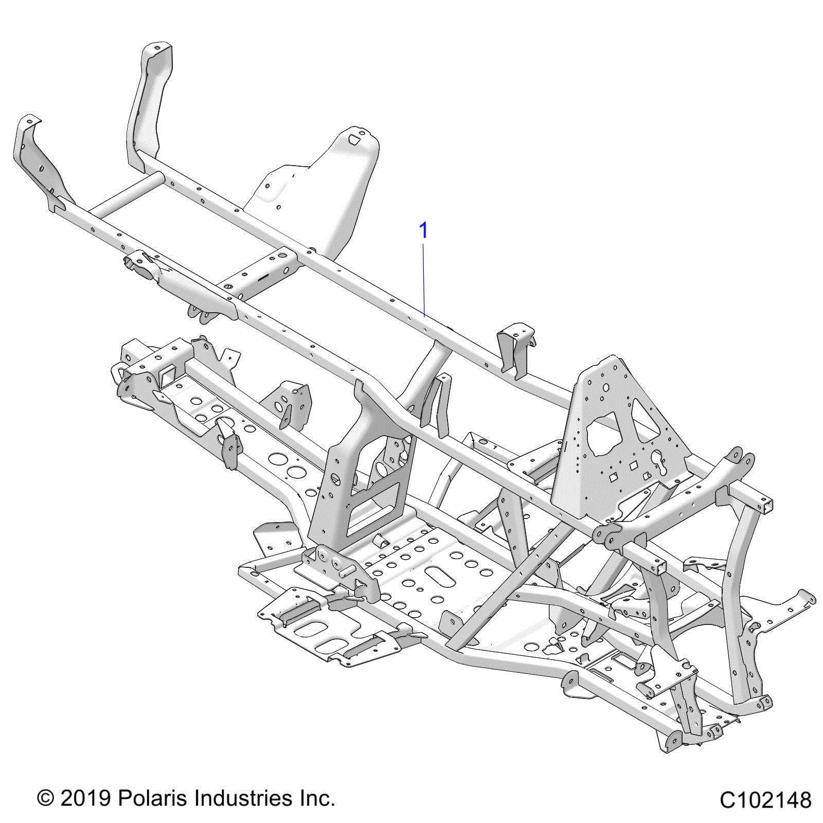 An Image of a Genuine Polaris Parts Schematic Diagram showing the schematic - CHASSIS: FRAME - 2020 POLARIS SPORTSMAN 570 PREMIUM/PREMIUM LE