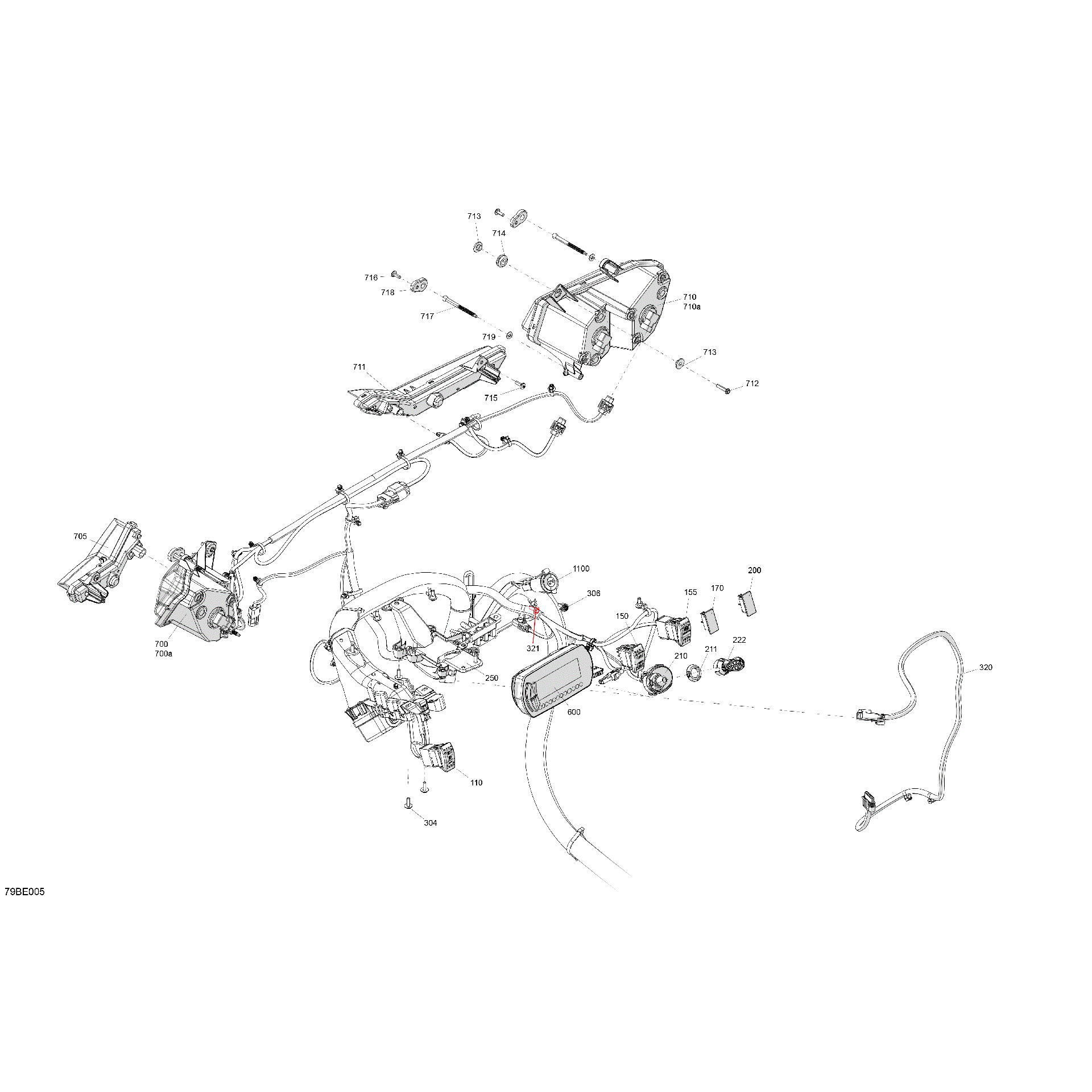 An Image of a Genuine Can-Am Parts Schematic Diagram showing the schematic - ELECTRIC - FRONT SECTION