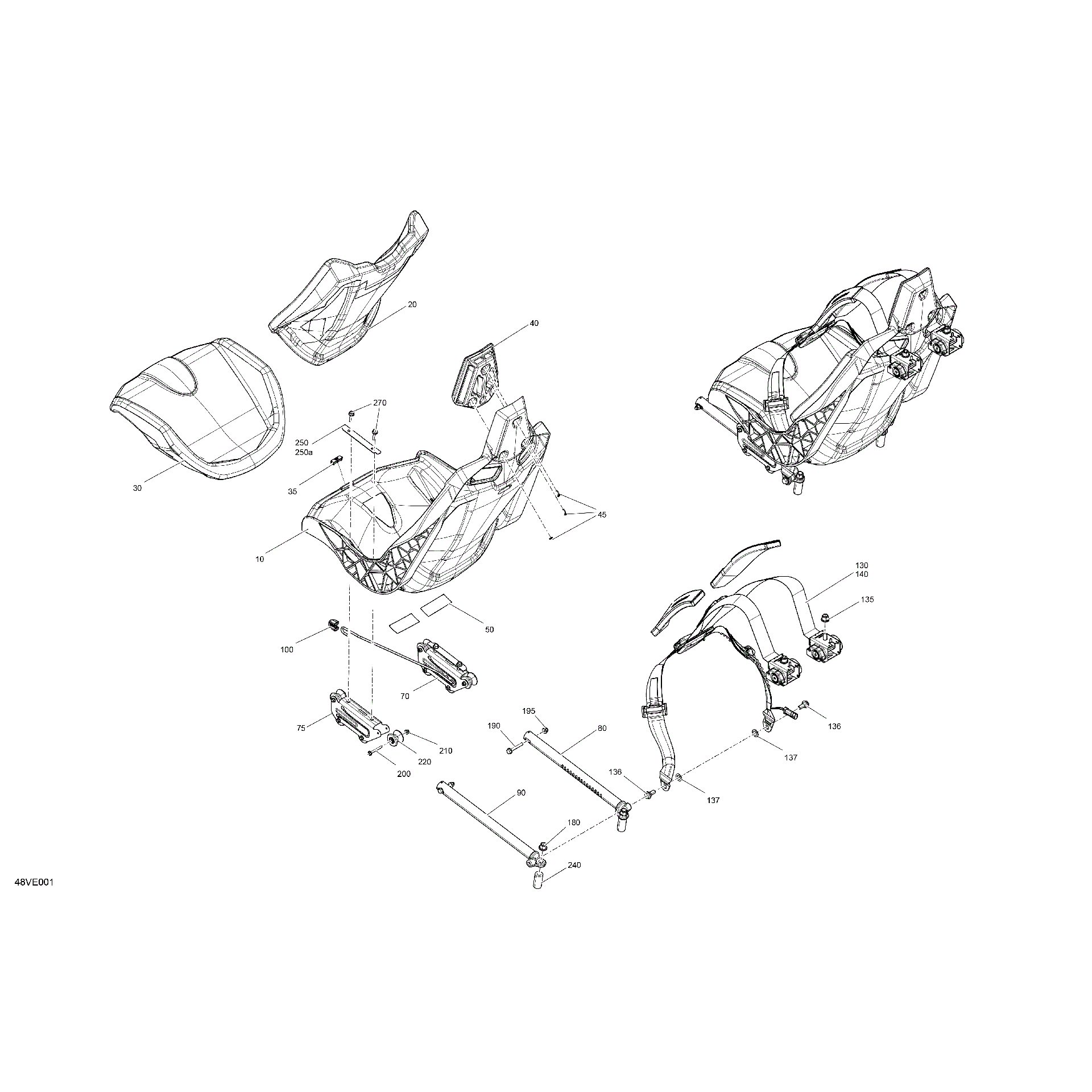 An Image of a Genuine Can-Am Parts Schematic Diagram showing the schematic - BODY - SEAT
