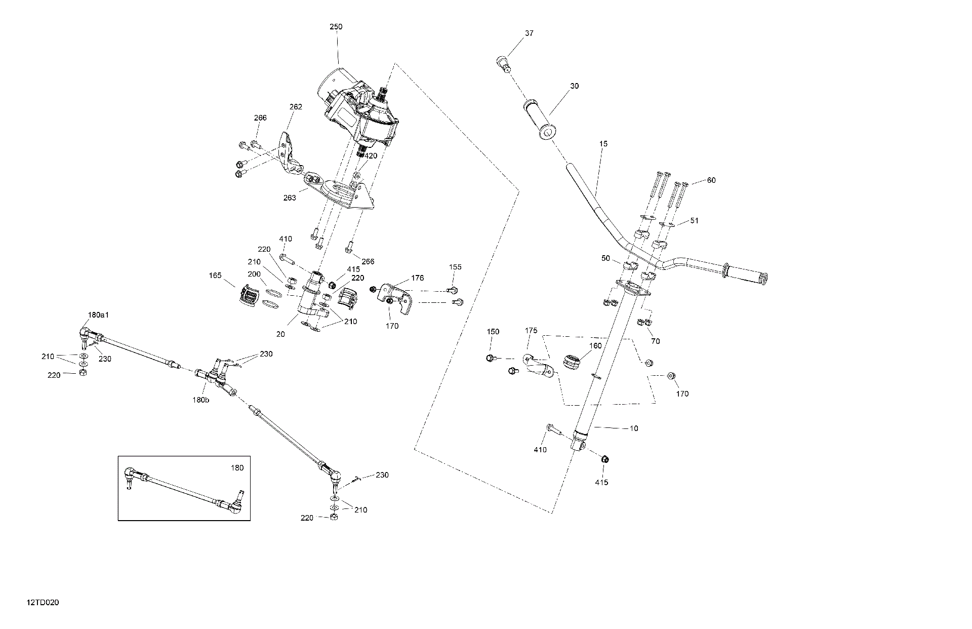 An Image of a Genuine Can-Am Parts Schematic Diagram showing the schematic - MECHANIC - STEERING