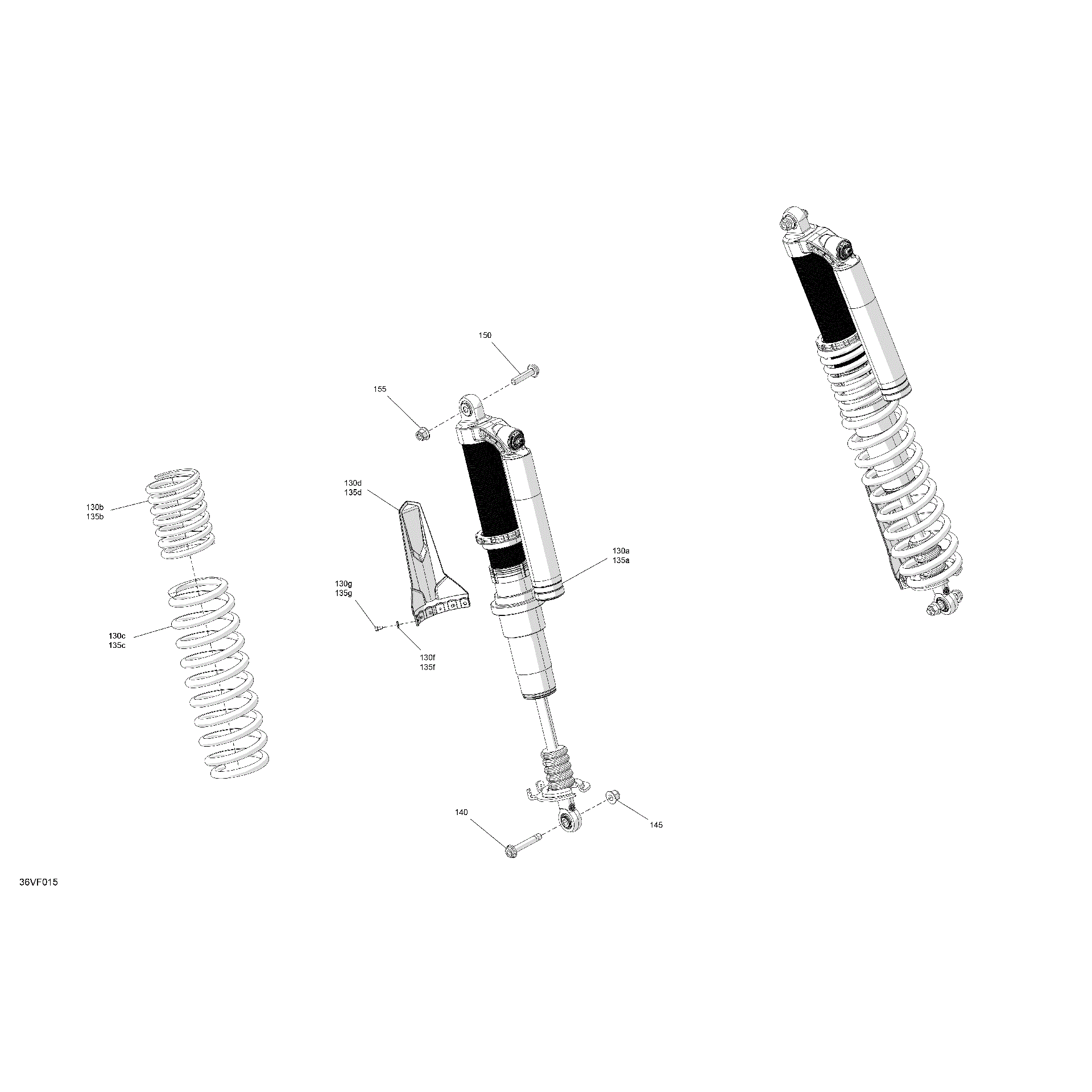 An Image of a Genuine Can-Am Parts Schematic Diagram showing the schematic - SUSPENSION - REAR SHOCKS