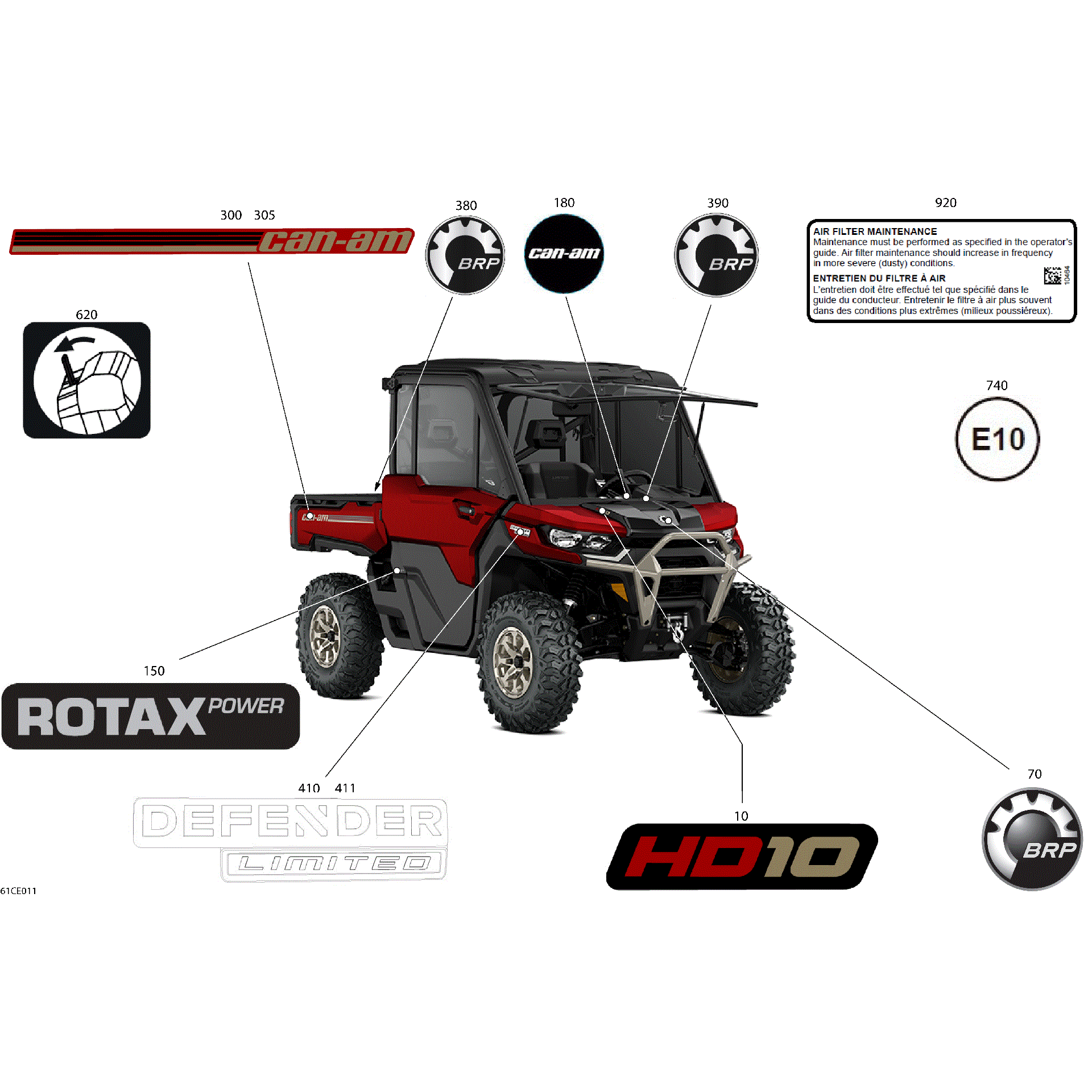 An Image of a Genuine Can-Am Parts Schematic Diagram showing the schematic - BODY - DECALS