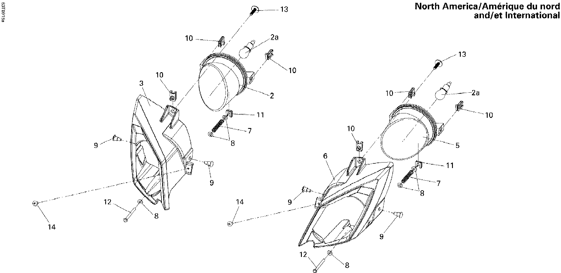 An Image of a Genuine Can-Am Parts Schematic Diagram showing the schematic - HEADLIGHTS AMERICA 