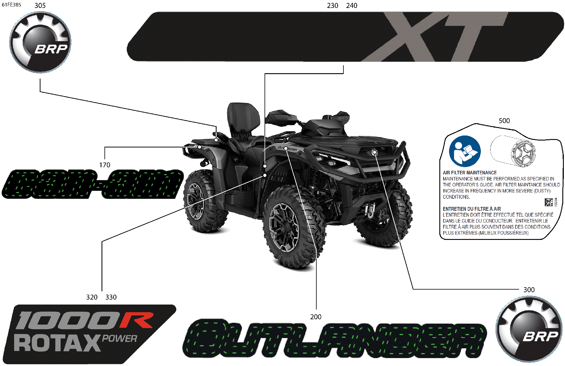 An Image of a Genuine Can-Am Parts Schematic Diagram showing the schematic - BODY - FEATURE DECALS