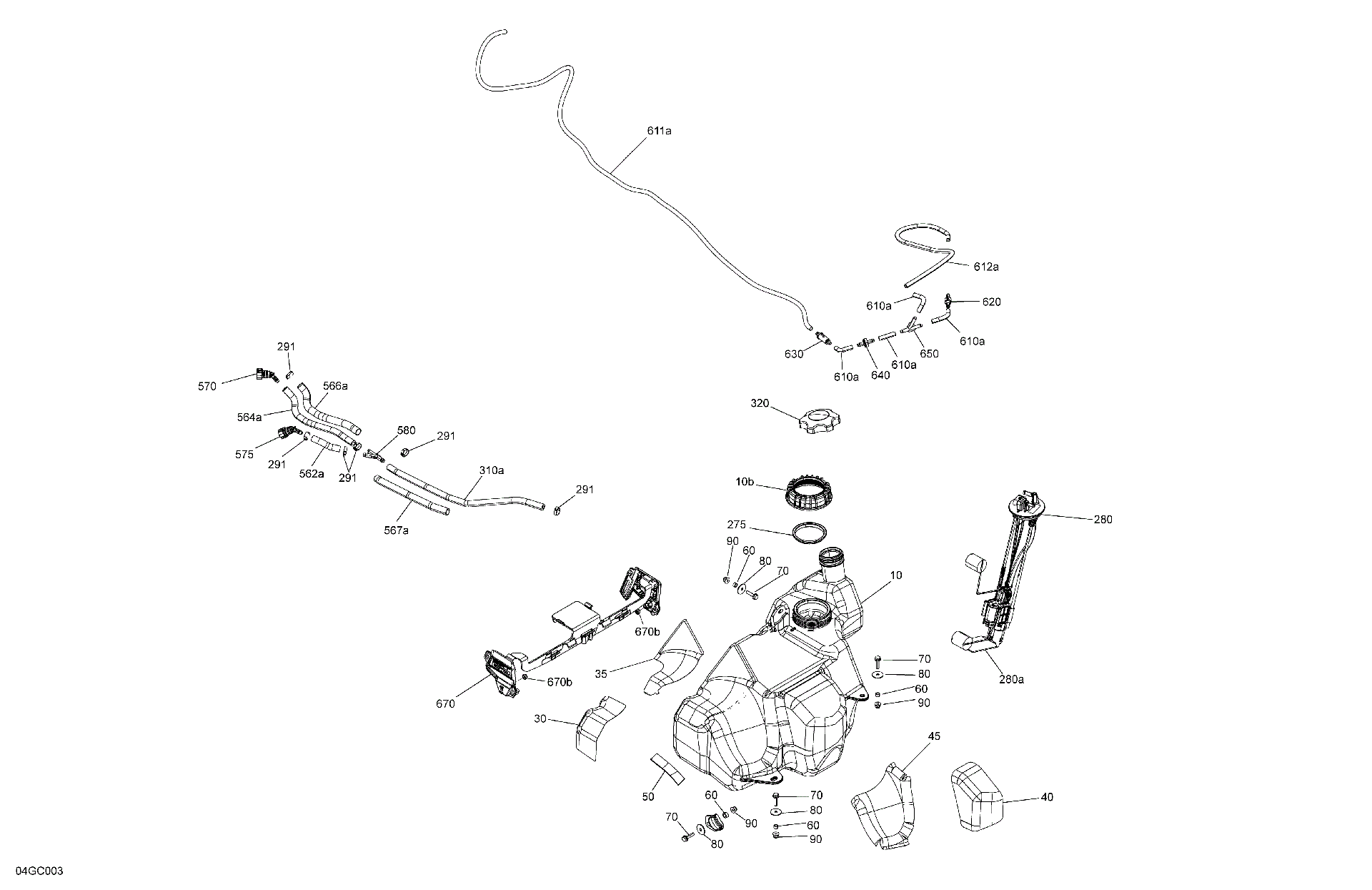 An Image of a Genuine Can-Am Parts Schematic Diagram showing the schematic - ENGINE - FUEL