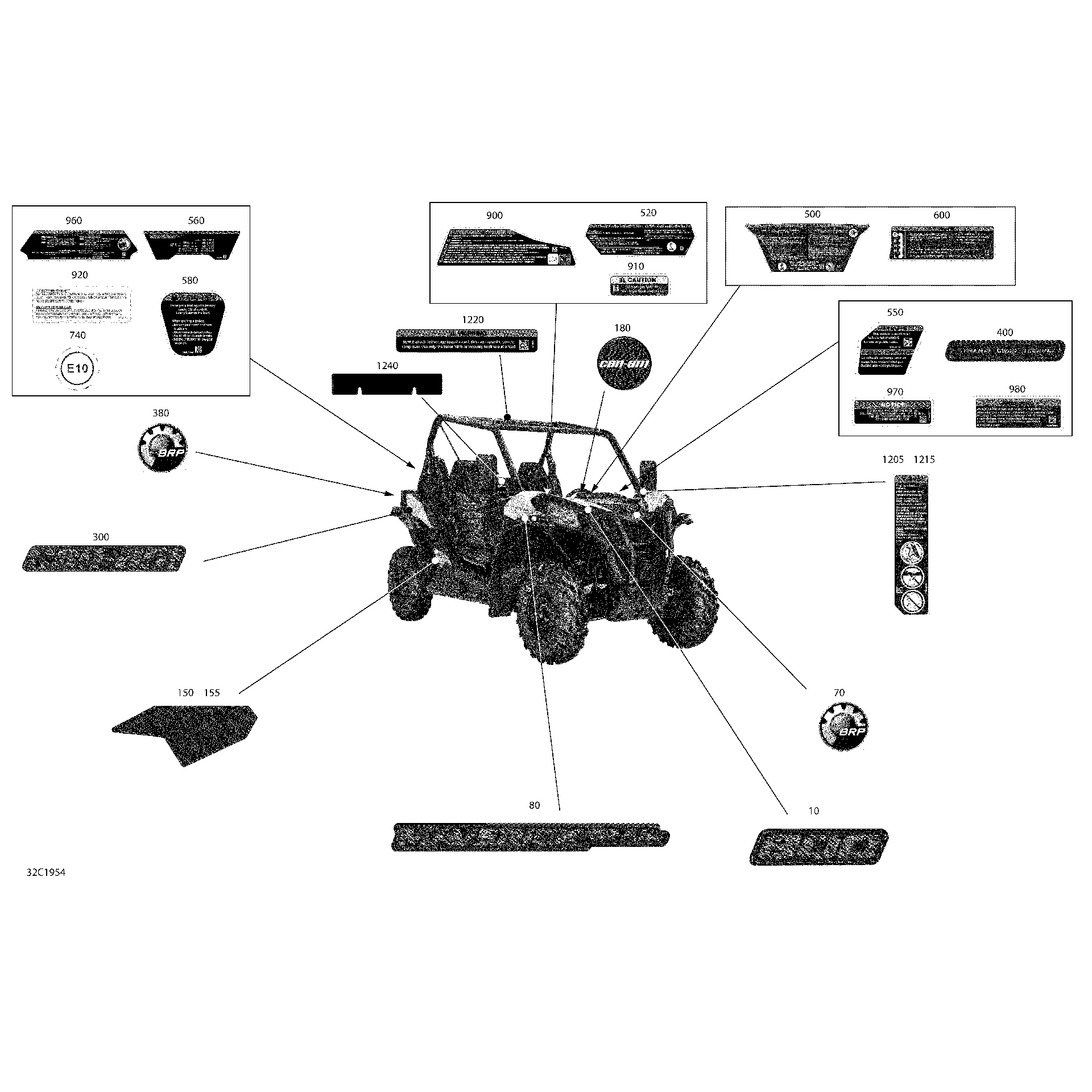 An Image of a Genuine Can-Am Parts Schematic Diagram showing the schematic - DECALS - 800 - PACKAGE DPS