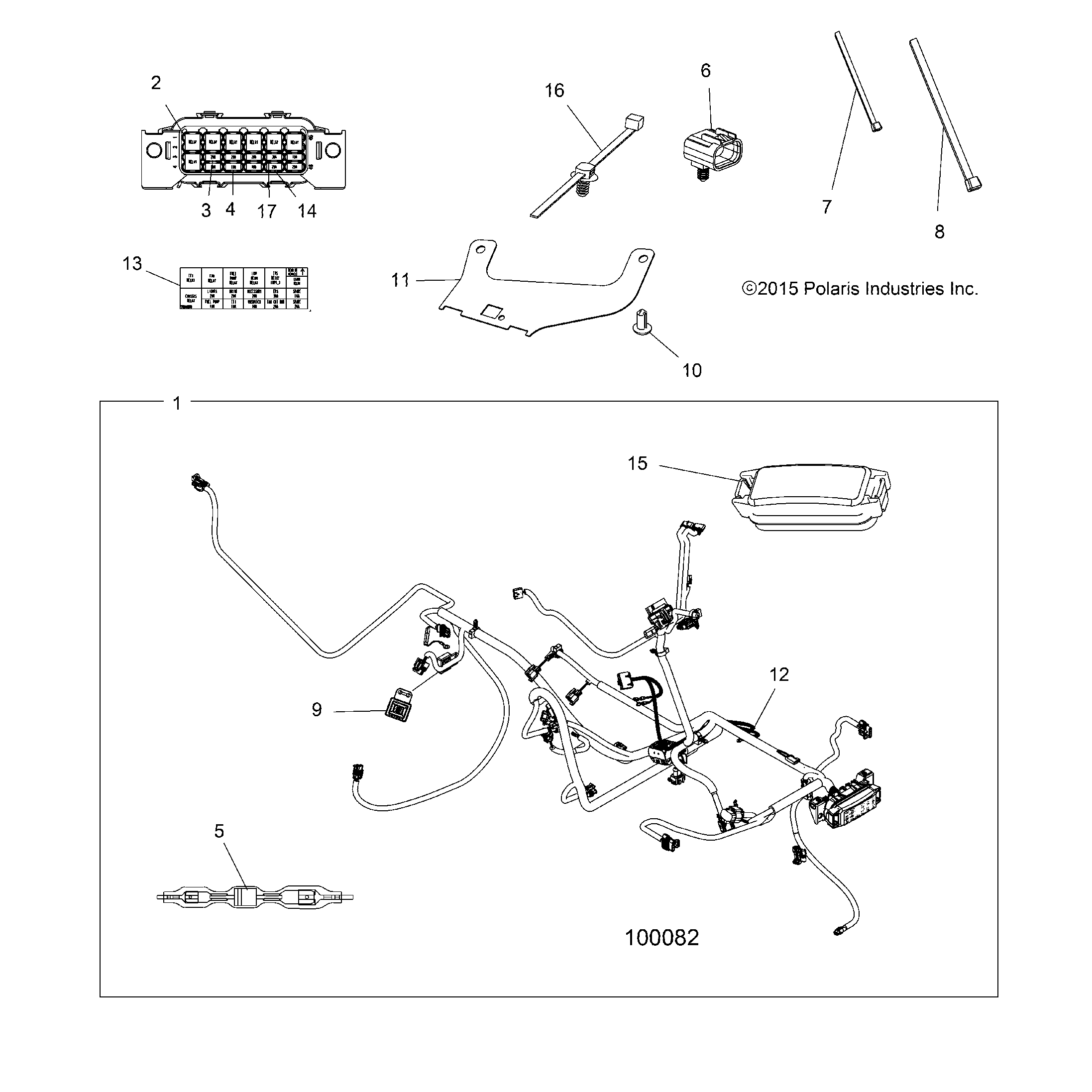 An Image of a Genuine Polaris Parts Schematic Diagram showing the schematic - ELECTRICAL: HARNESS - 2016 POLARIS SPORTSMAN XP 1000