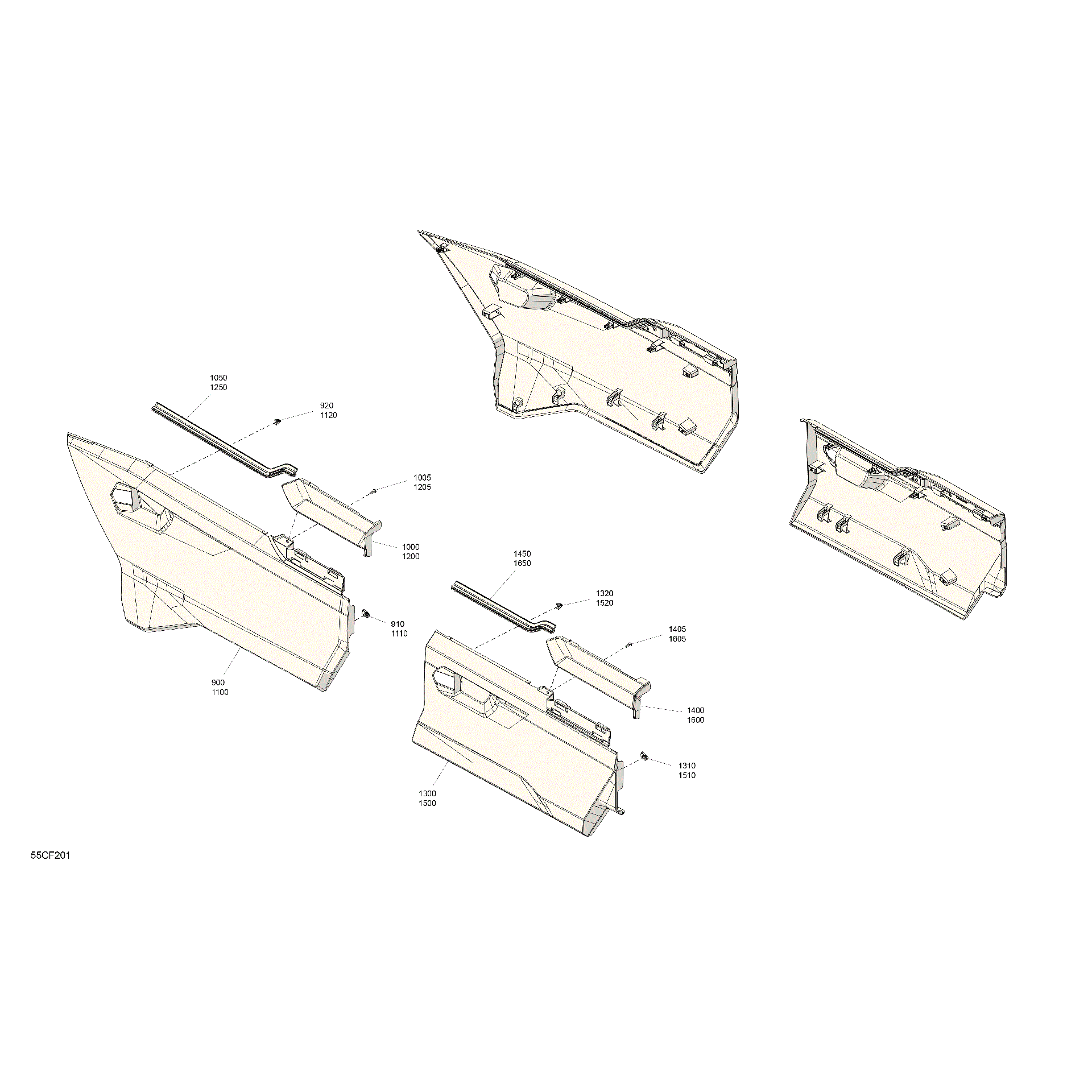 An Image of a Genuine Can-Am Parts Schematic Diagram showing the schematic - BODY - SIDE PANELS