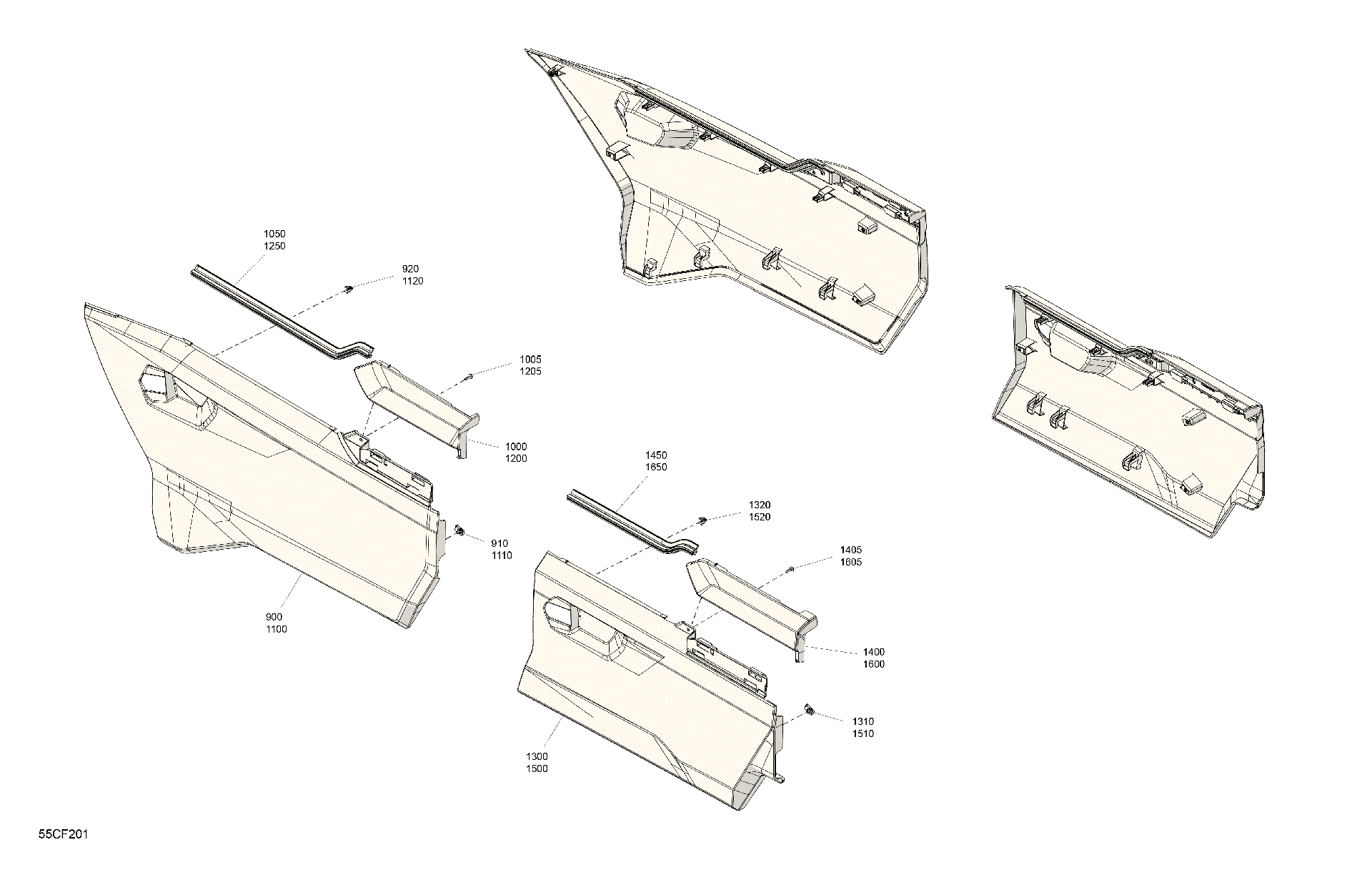 An Image of a Genuine Can-Am Parts Schematic Diagram showing the schematic - BODY - SIDE PANELS