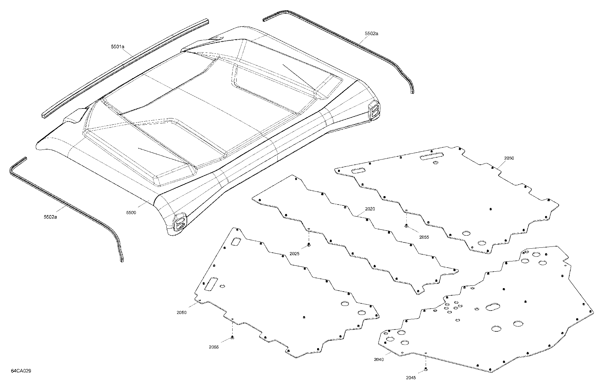 An Image of a Genuine Can-Am Parts Schematic Diagram showing the schematic - BODY - SKID PLATE