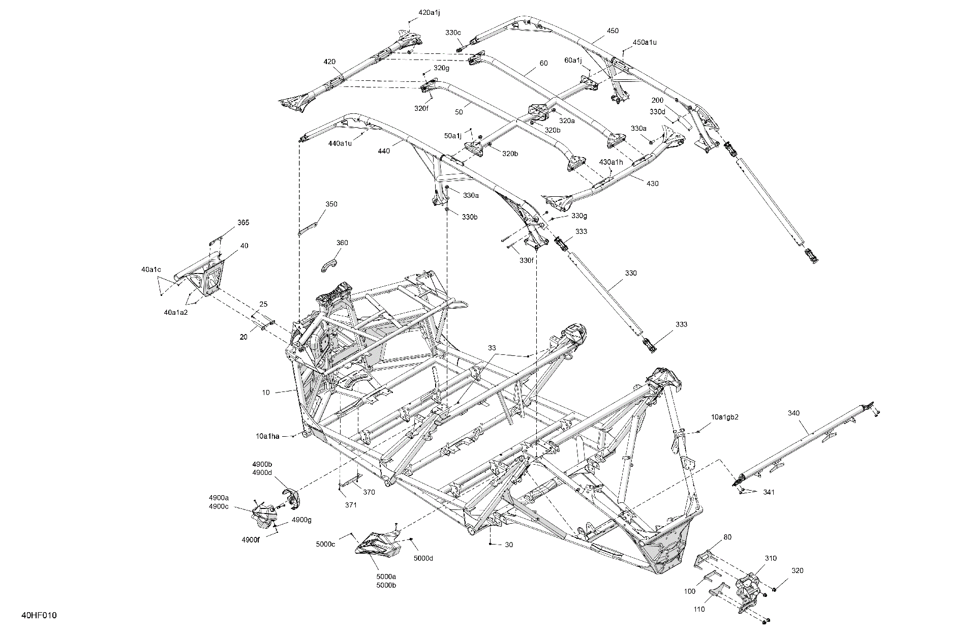 An Image of a Genuine Can-Am Parts Schematic Diagram showing the schematic - FRAME - SYSTEM