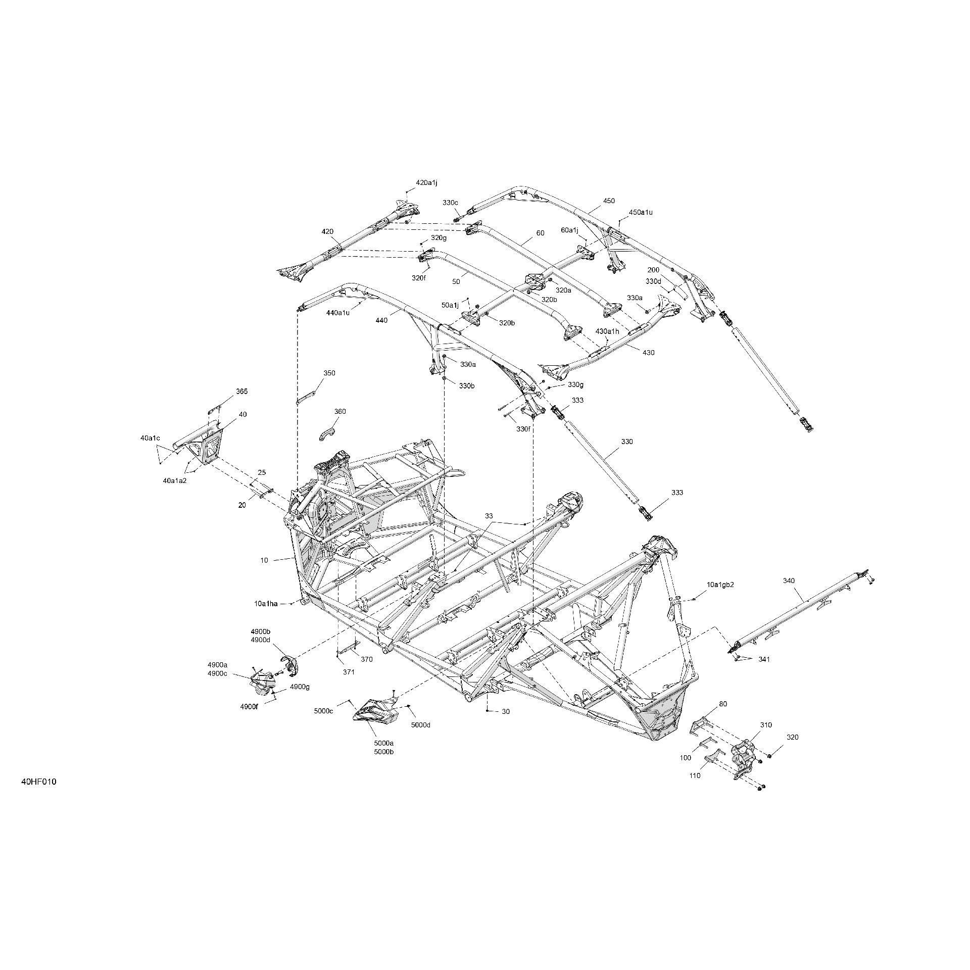 An Image of a Genuine Can-Am Parts Schematic Diagram showing the schematic - FRAME - SYSTEM