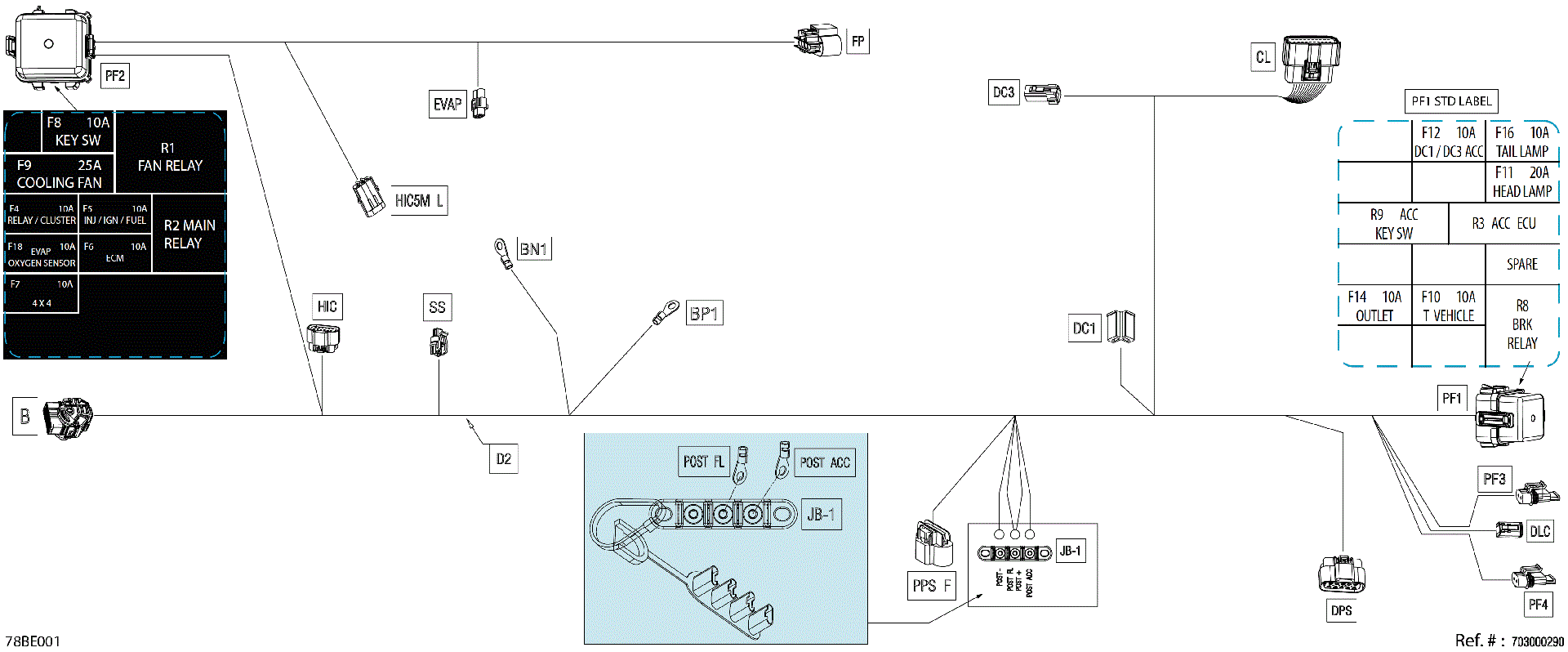 An Image of a Genuine Can-Am Parts Schematic Diagram showing the schematic - ELECTRIC - MAIN HARNESS - 710007803
