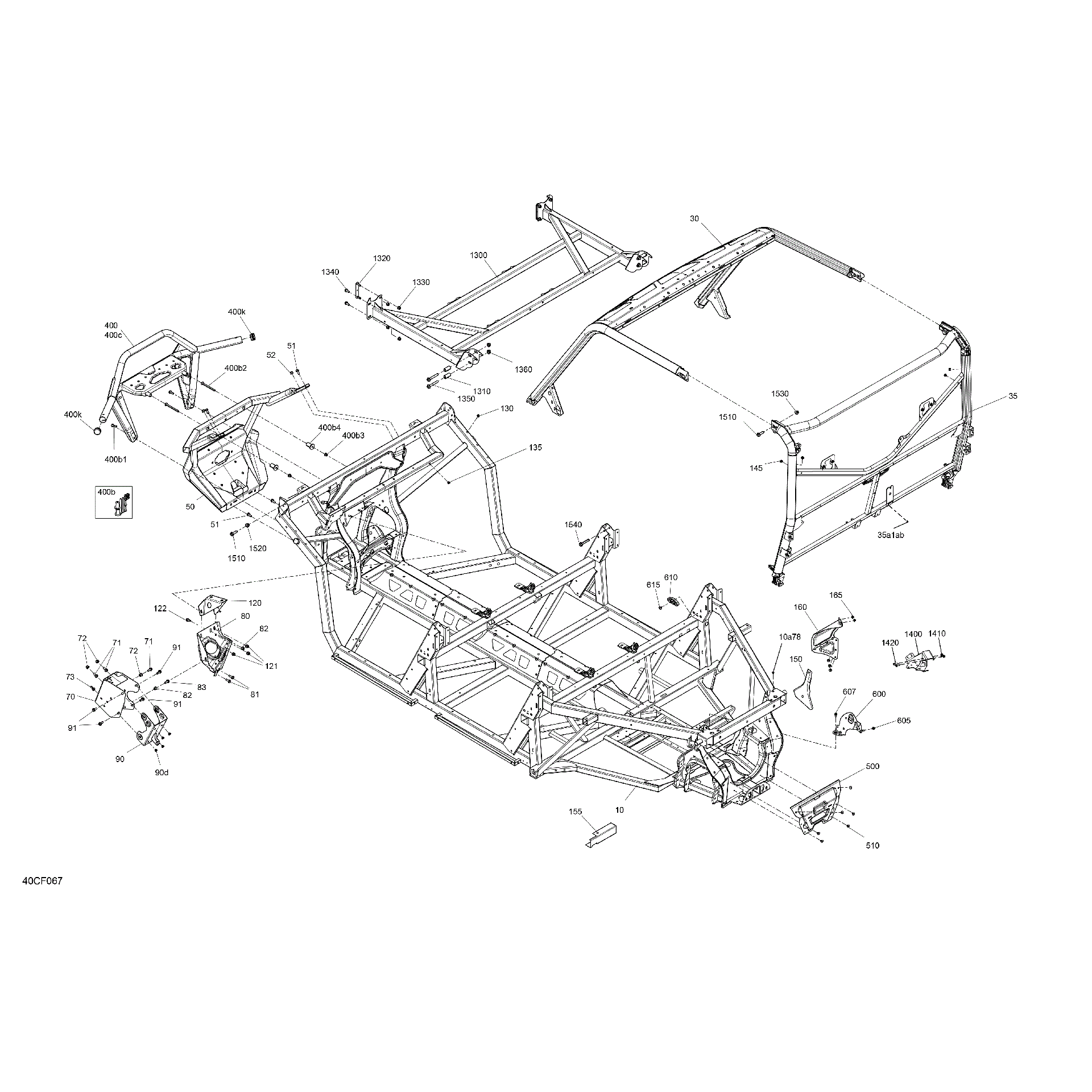 An Image of a Genuine Can-Am Parts Schematic Diagram showing the schematic - FRAME - SYSTEM