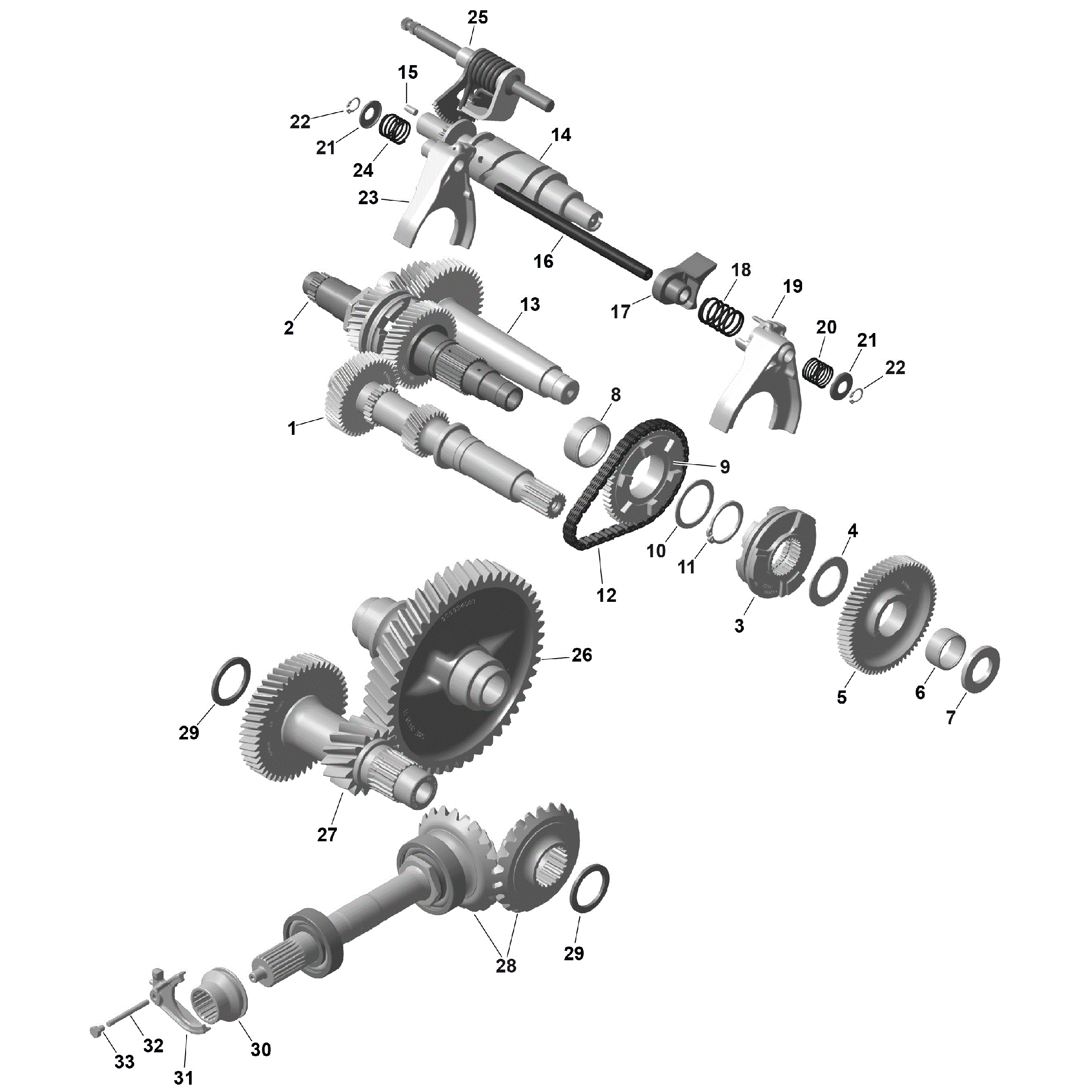 An Image of a Genuine Can-Am Parts Schematic Diagram showing the schematic - ROTAX - GEARBOX 2
